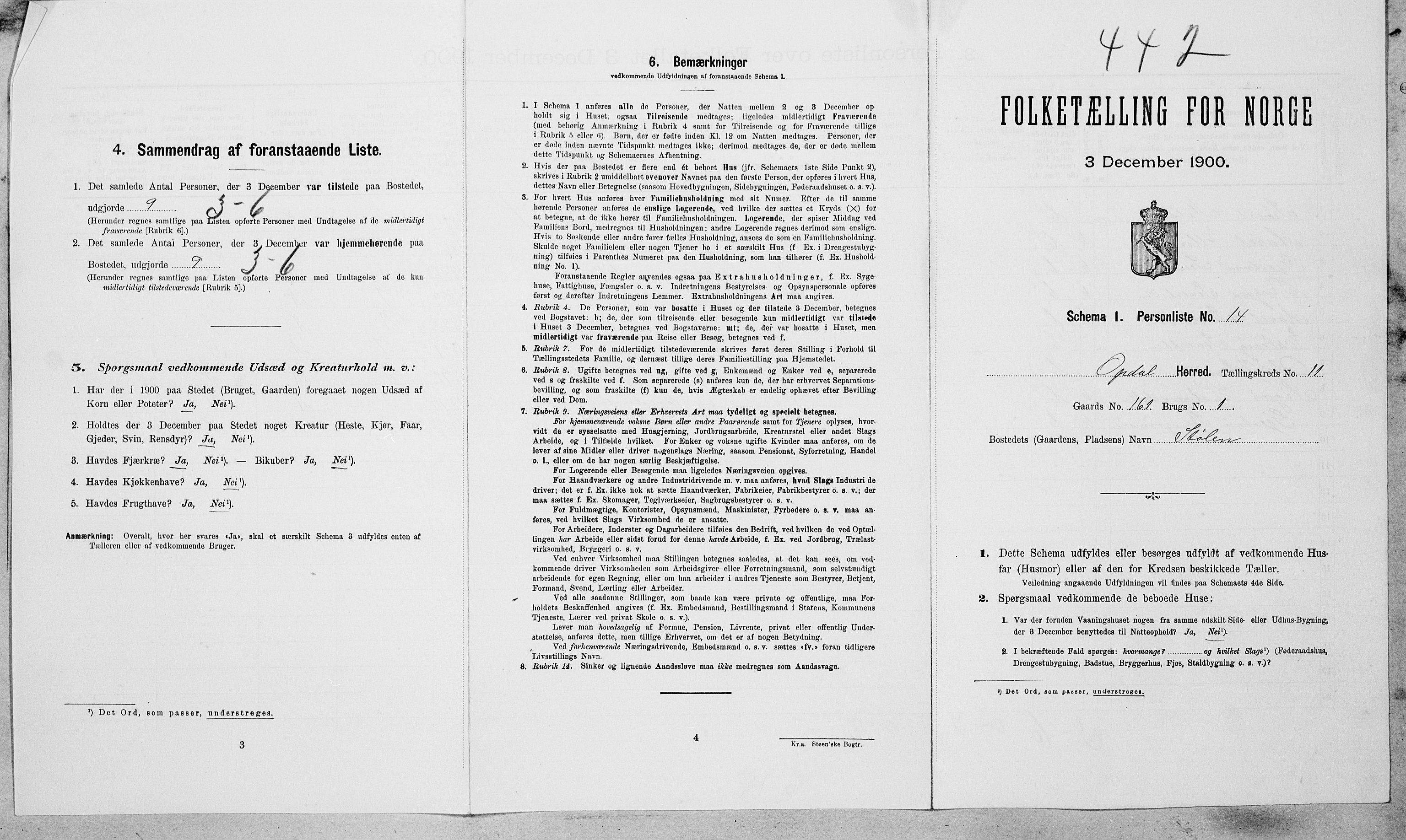 SAT, Folketelling 1900 for 1634 Oppdal herred, 1900, s. 878