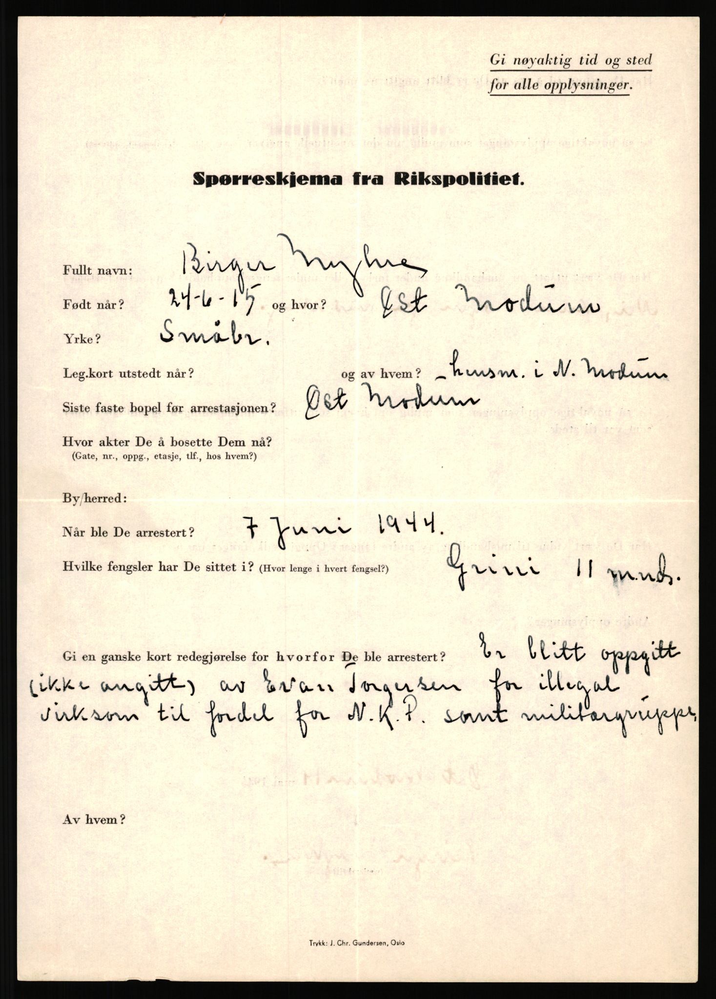Rikspolitisjefen, AV/RA-S-1560/L/L0012: Mogensen, Øivind - Noraas, Lars, 1940-1945, s. 220