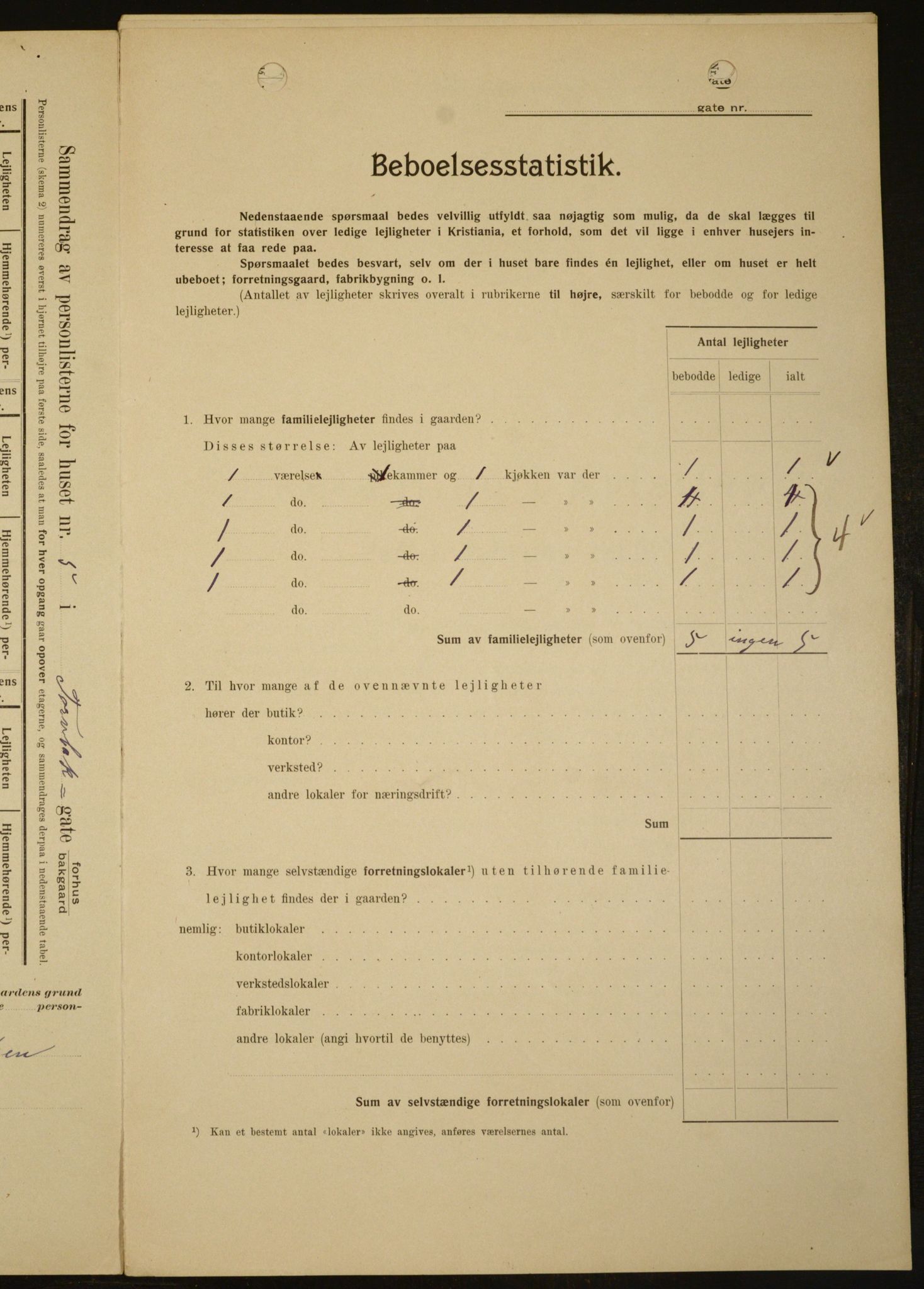 OBA, Kommunal folketelling 1.2.1909 for Kristiania kjøpstad, 1909, s. 104390