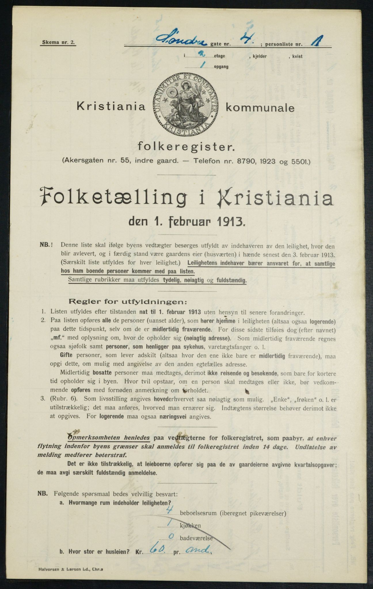 OBA, Kommunal folketelling 1.2.1913 for Kristiania, 1913, s. 106388