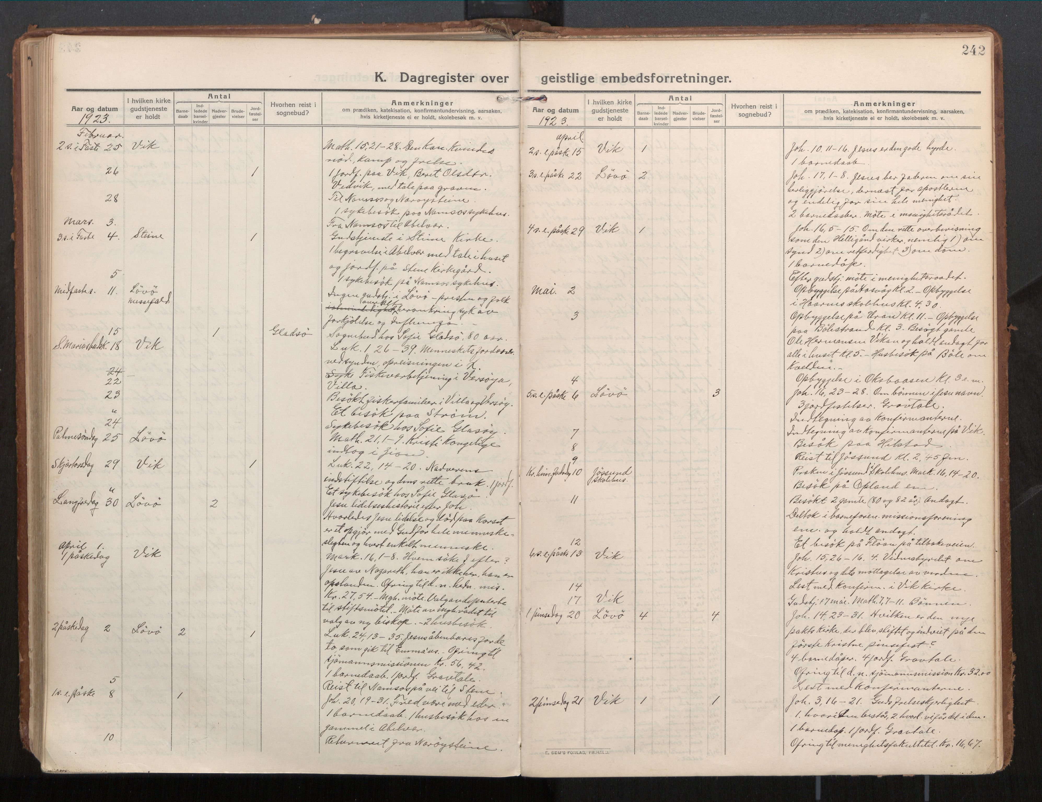 Ministerialprotokoller, klokkerbøker og fødselsregistre - Nord-Trøndelag, AV/SAT-A-1458/771/L0598: Ministerialbok nr. 771A05, 1911-1937, s. 242