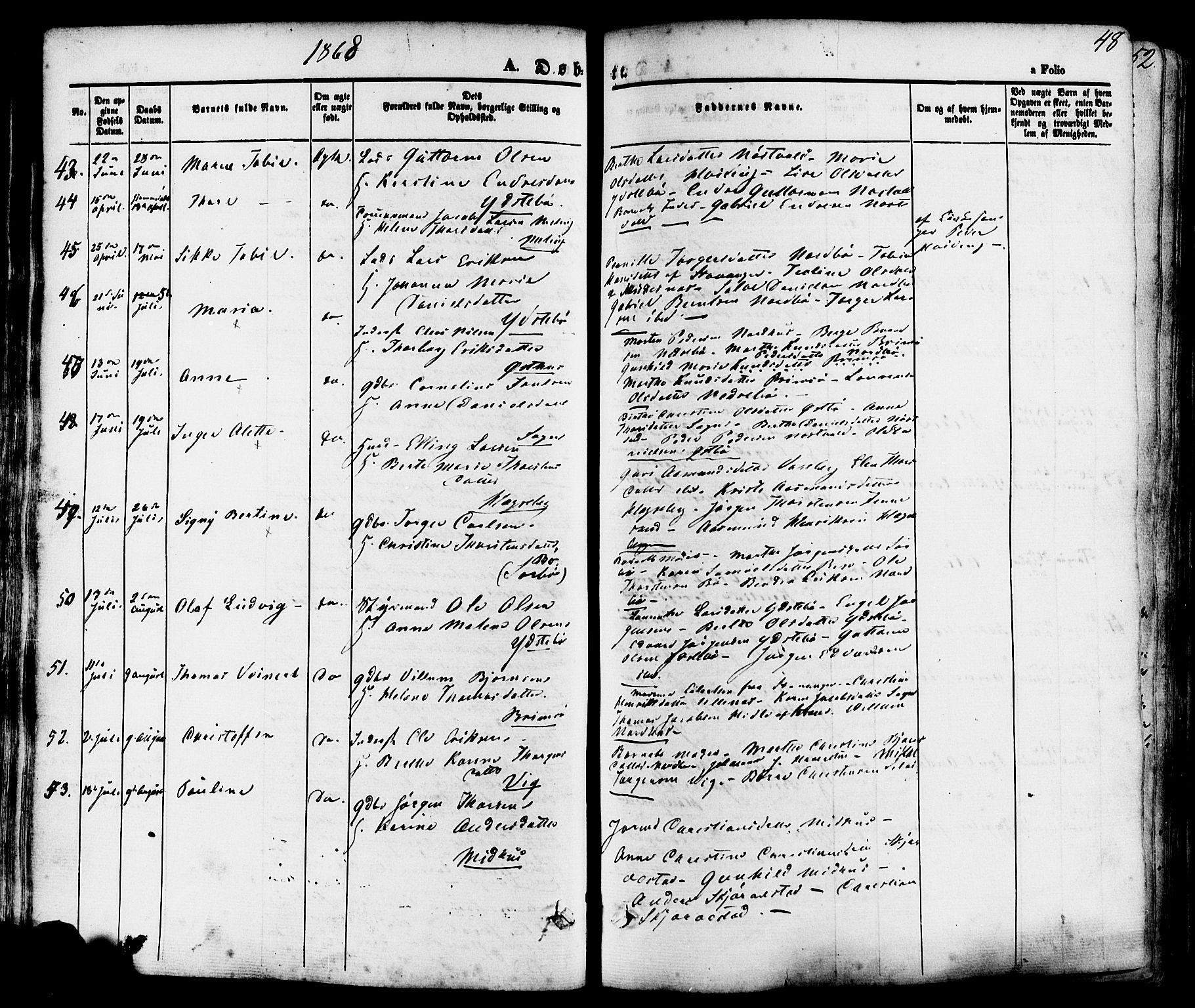 Rennesøy sokneprestkontor, AV/SAST-A -101827/H/Ha/Haa/L0006: Ministerialbok nr. A 6, 1860-1878, s. 48