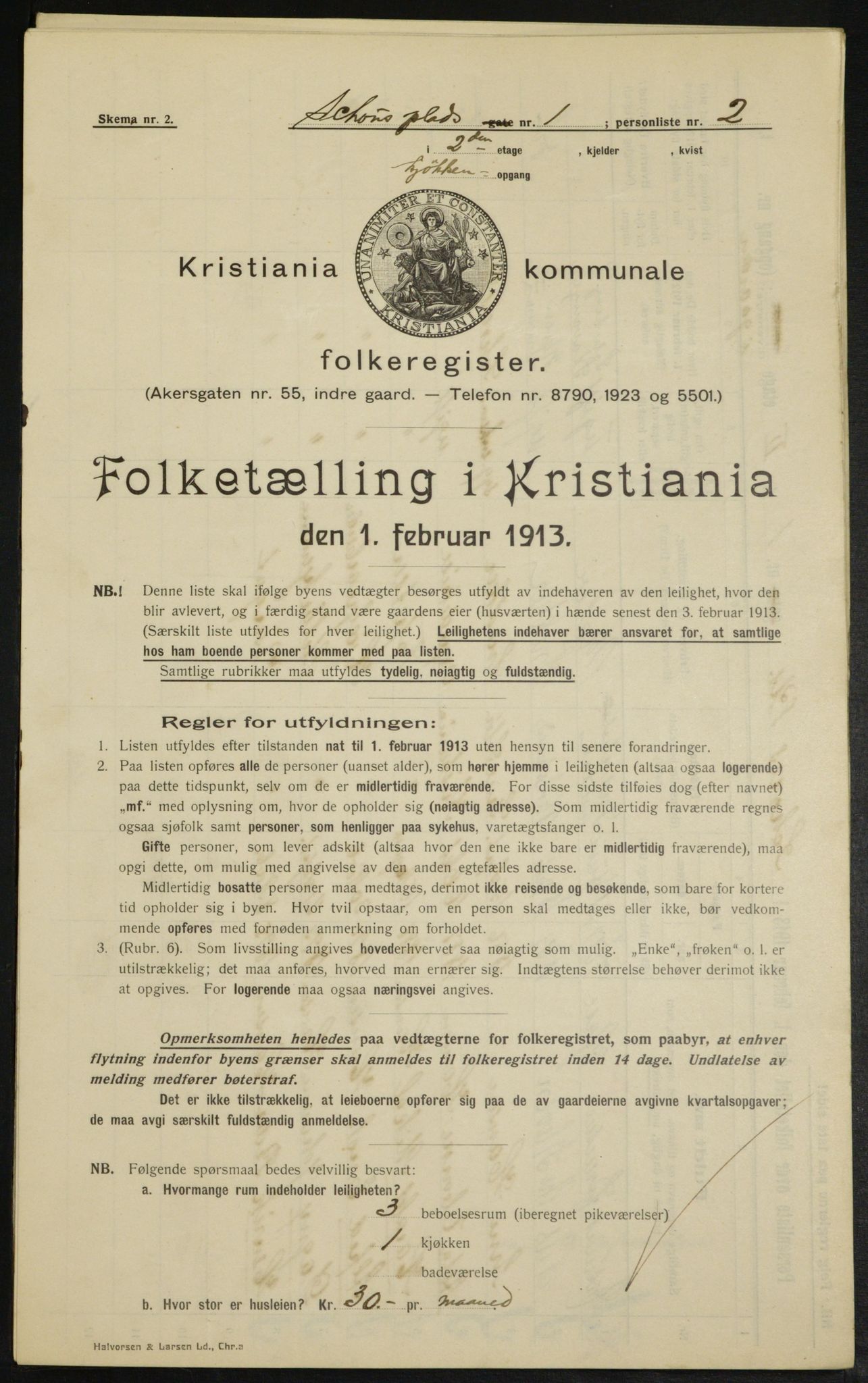 OBA, Kommunal folketelling 1.2.1913 for Kristiania, 1913, s. 90257