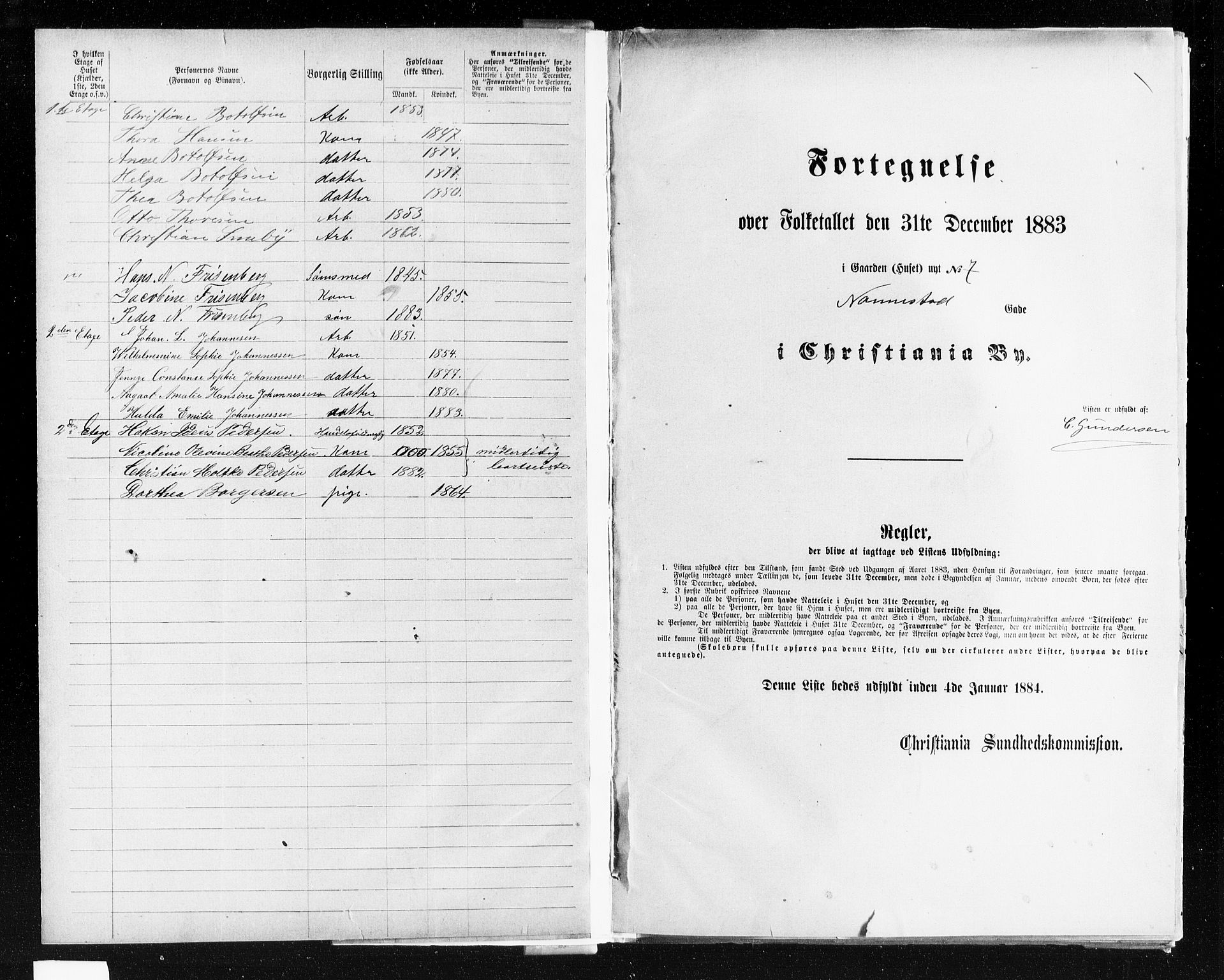 OBA, Kommunal folketelling 31.12.1883 for Kristiania kjøpstad, 1883, s. 2933