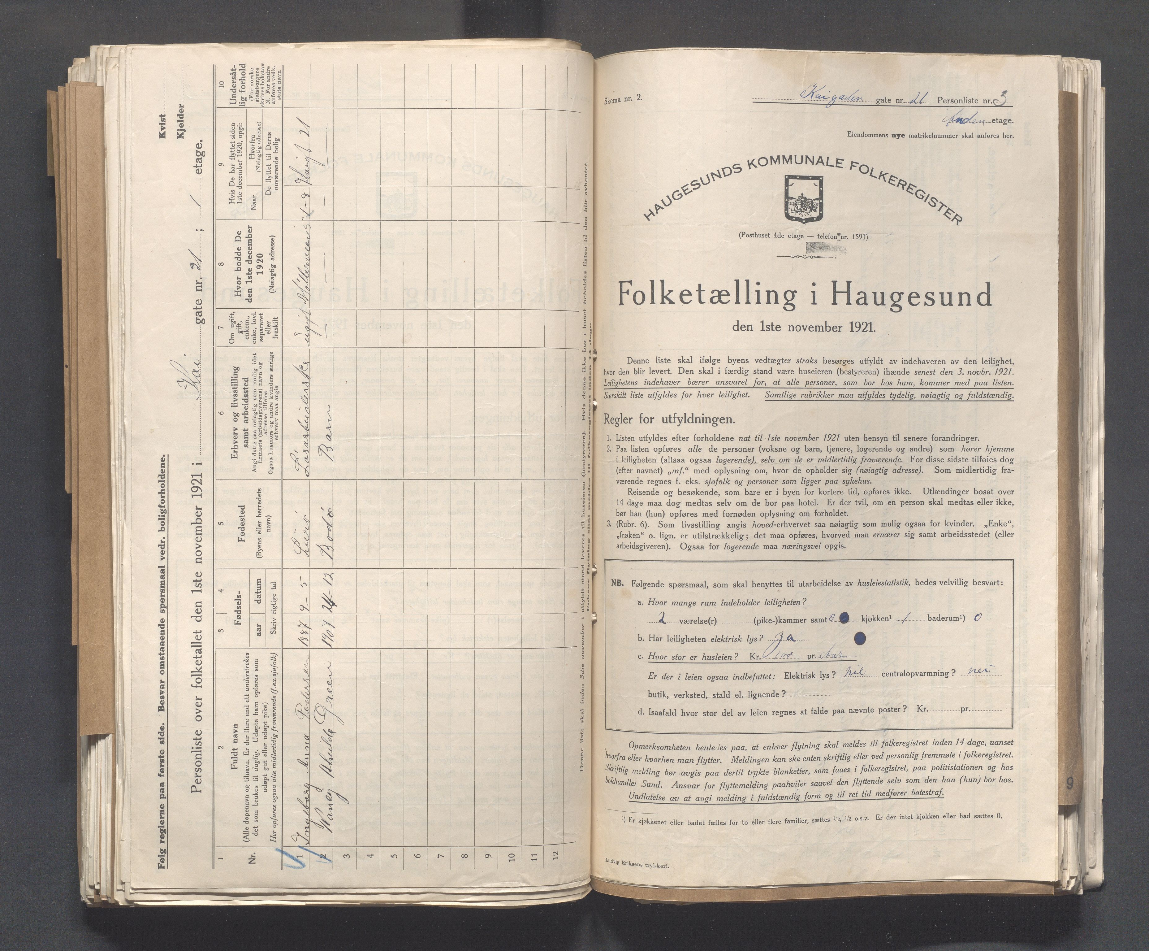 IKAR, Kommunal folketelling 1.11.1921 for Haugesund, 1921, s. 2440