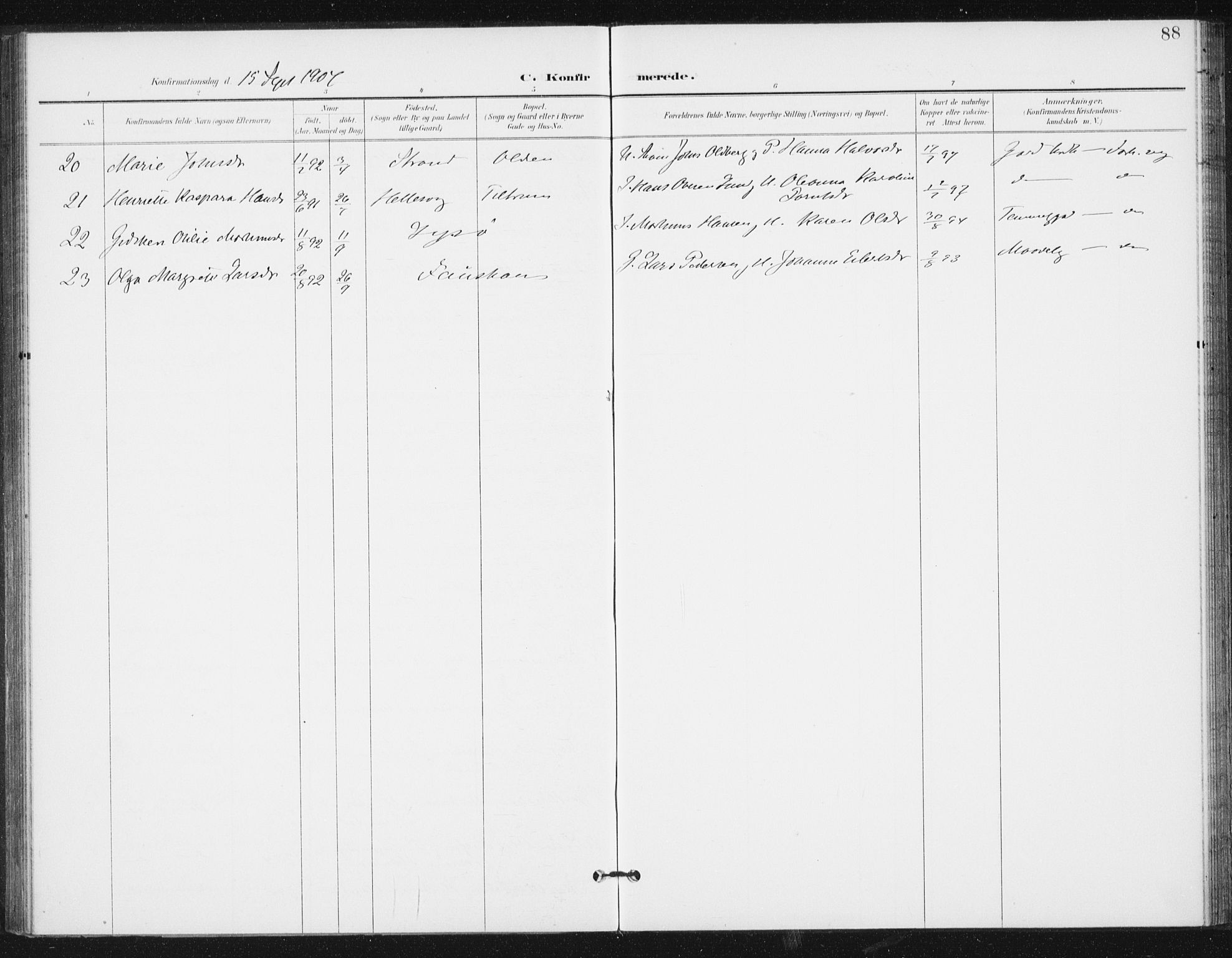 Ministerialprotokoller, klokkerbøker og fødselsregistre - Sør-Trøndelag, SAT/A-1456/654/L0664: Ministerialbok nr. 654A02, 1895-1907, s. 88