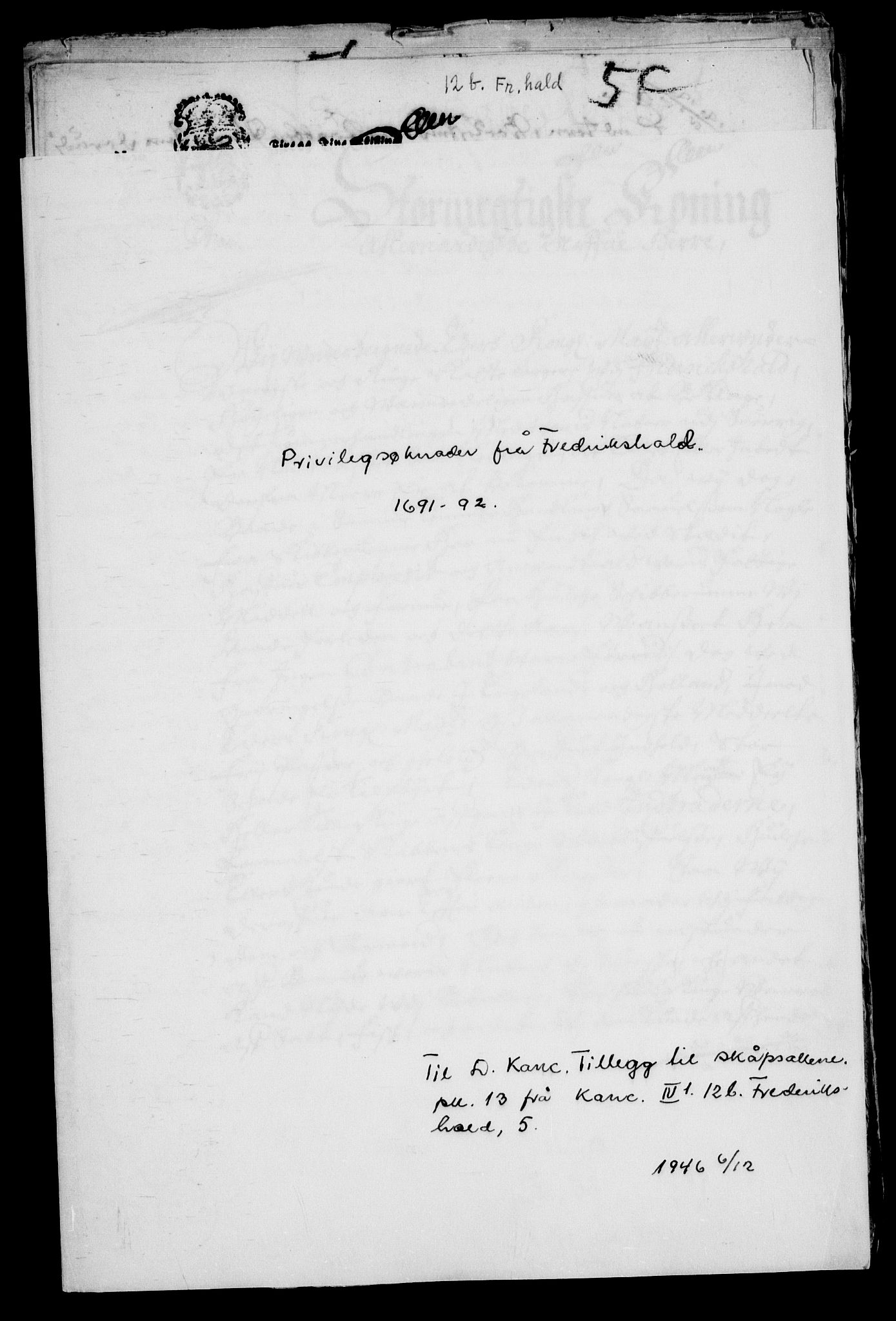 Danske Kanselli, Skapsaker, RA/EA-4061/G/L0013: Tillegg til skapsakene, 1689-1702, s. 22