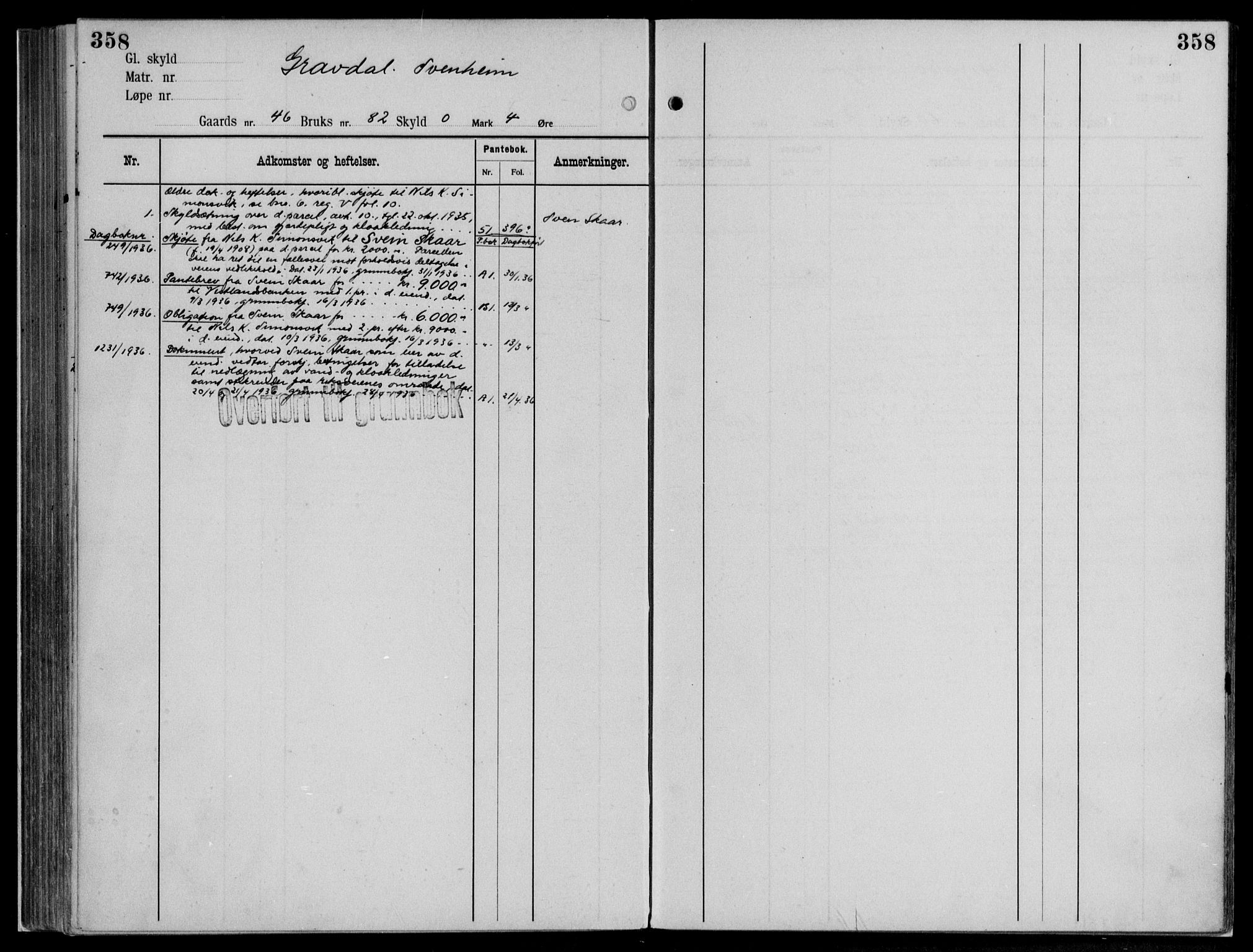 Midhordland sorenskriveri, AV/SAB-A-3001/1/G/Ga/Gab/L0112: Panteregister nr. II.A.b.112, s. 358