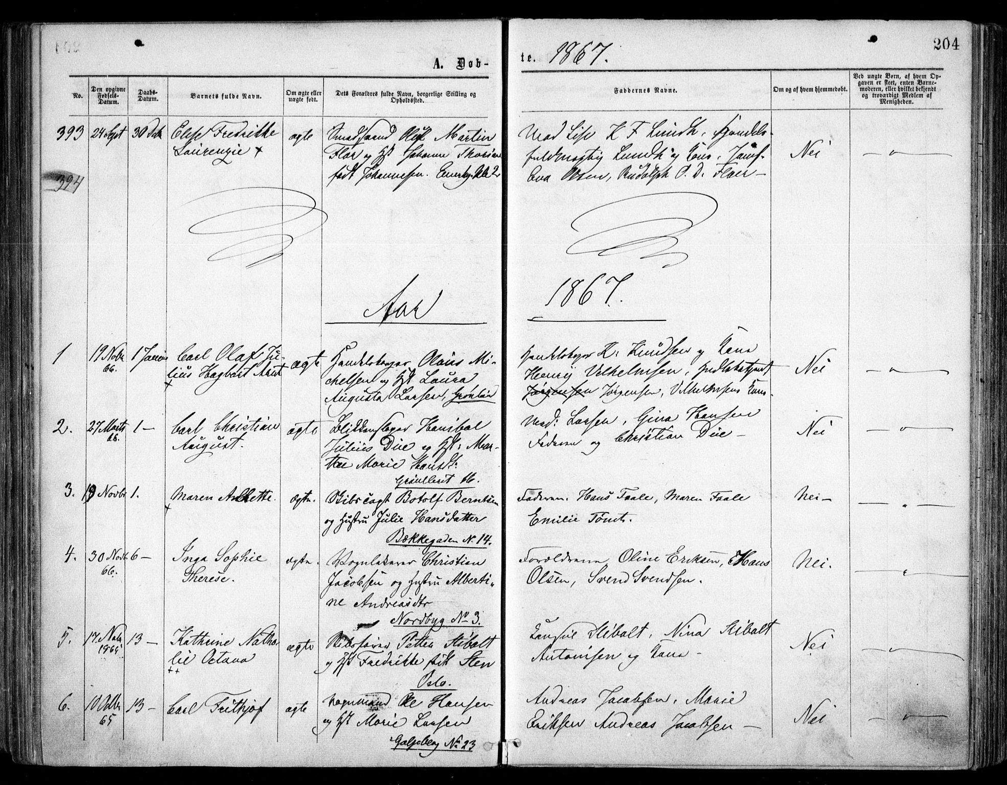 Grønland prestekontor Kirkebøker, SAO/A-10848/F/Fa/L0002: Ministerialbok nr. 2, 1862-1868, s. 204