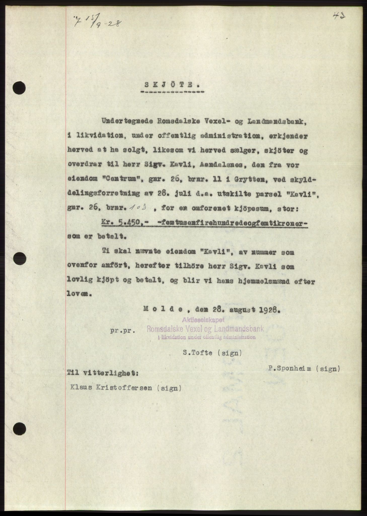 Romsdal sorenskriveri, SAT/A-4149/1/2/2C/L0055: Pantebok nr. 49, 1928-1929, Tingl.dato: 15.09.1928