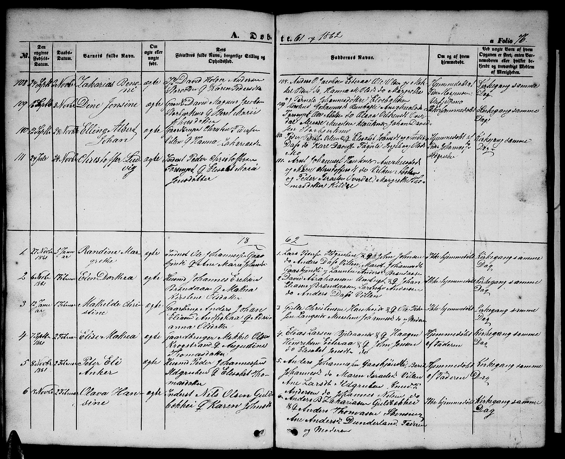 Ministerialprotokoller, klokkerbøker og fødselsregistre - Nordland, SAT/A-1459/827/L0414: Klokkerbok nr. 827C03, 1853-1865, s. 76