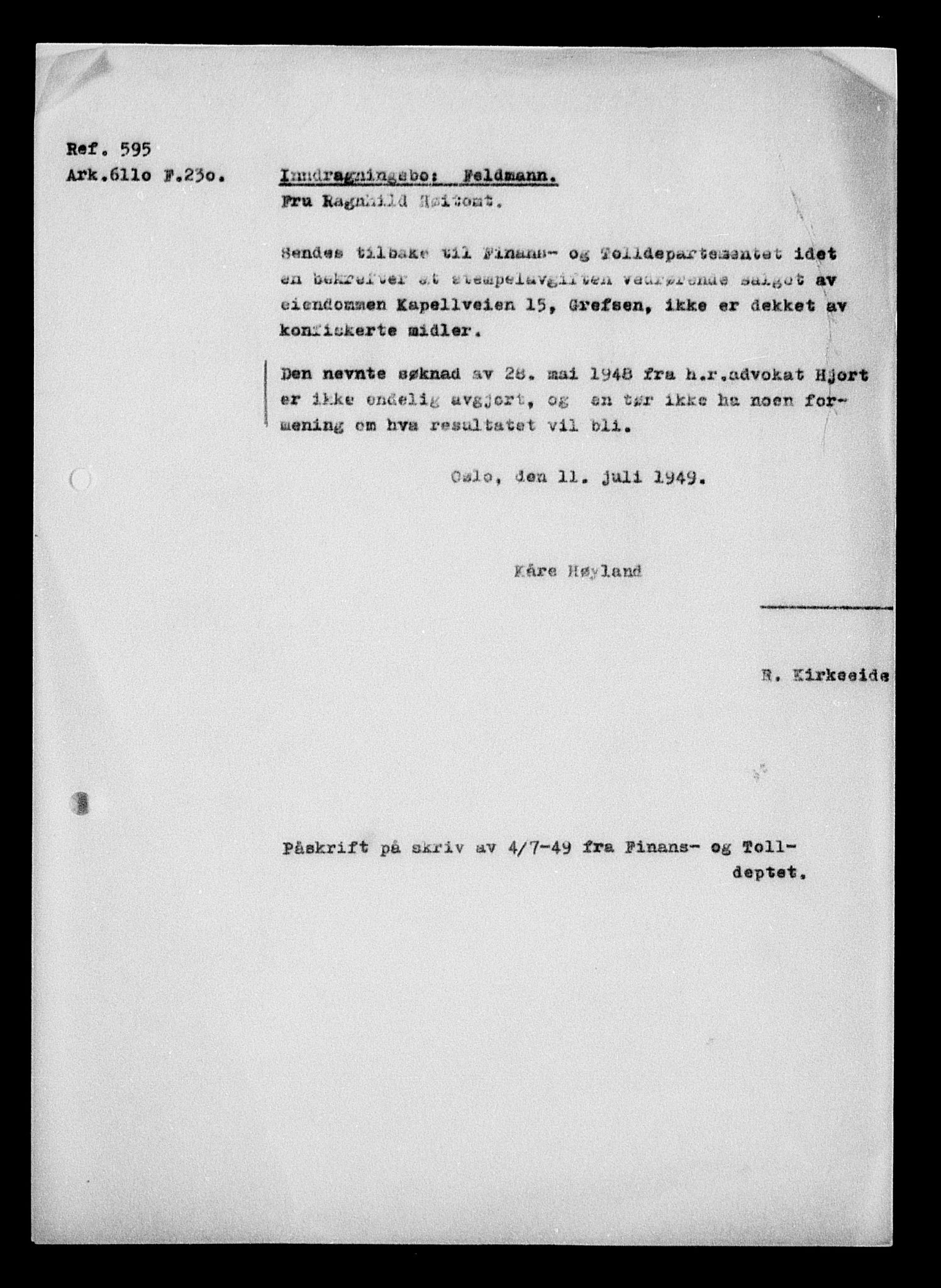 Justisdepartementet, Tilbakeføringskontoret for inndratte formuer, RA/S-1564/H/Hc/Hcc/L0935: --, 1945-1947, s. 3