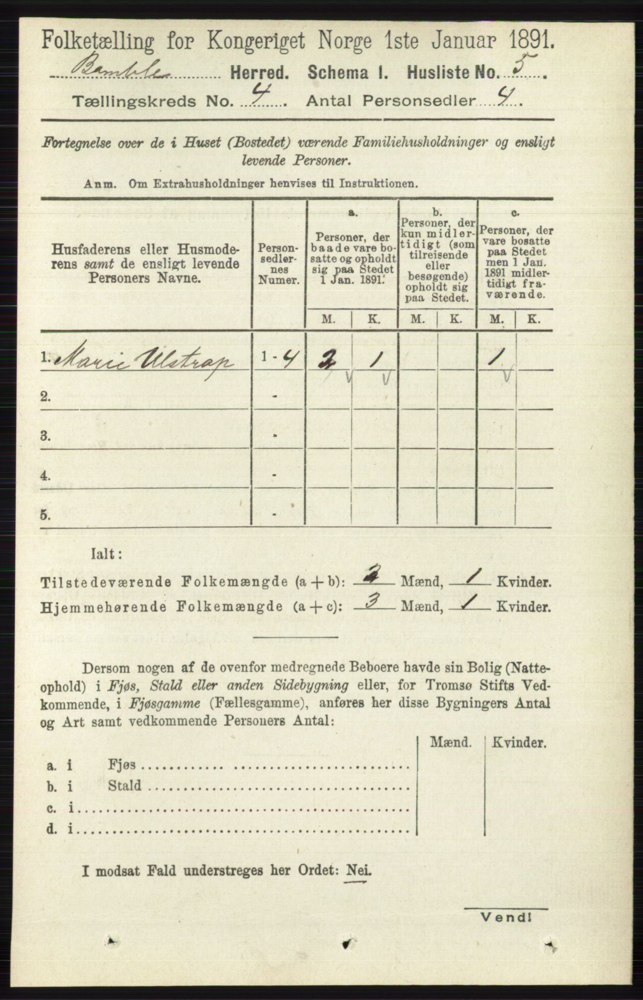 RA, Folketelling 1891 for 0814 Bamble herred, 1891, s. 1741