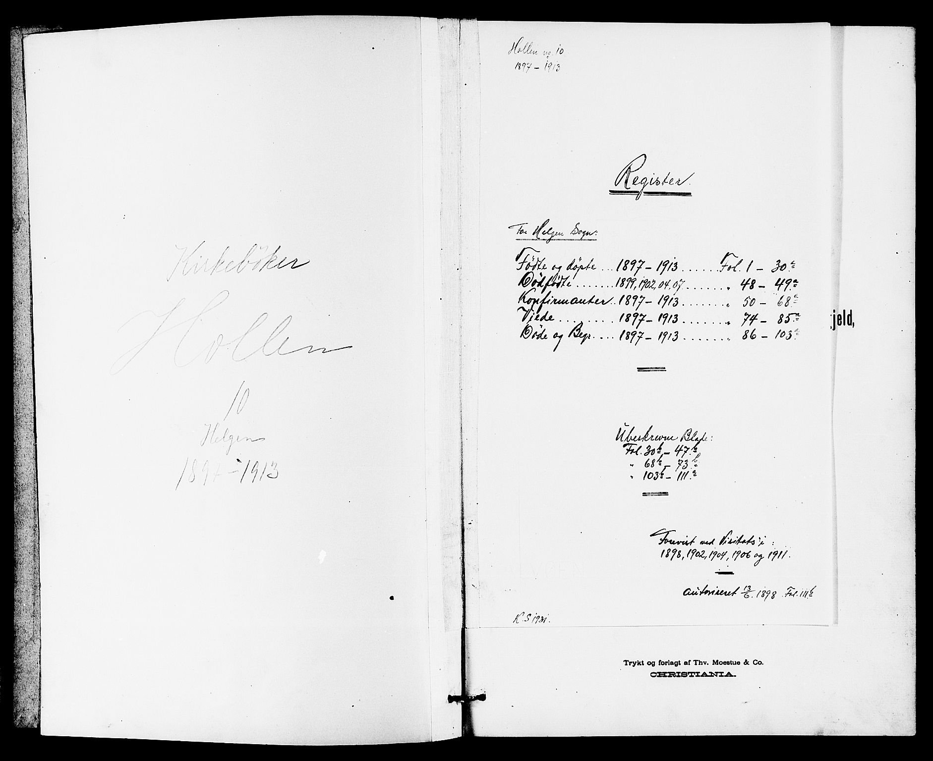 Holla kirkebøker, SAKO/A-272/G/Gb/L0002: Klokkerbok nr. II 2, 1897-1913