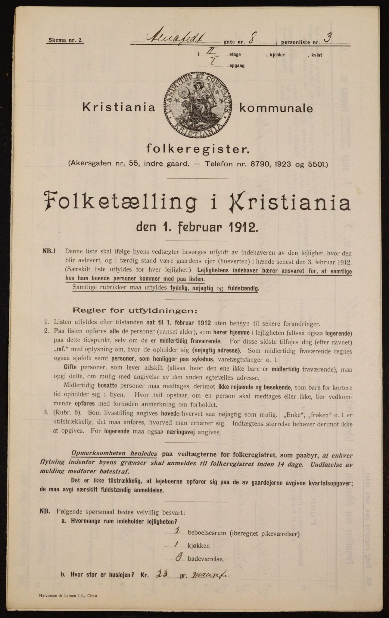 OBA, Kommunal folketelling 1.2.1912 for Kristiania, 1912, s. 1208