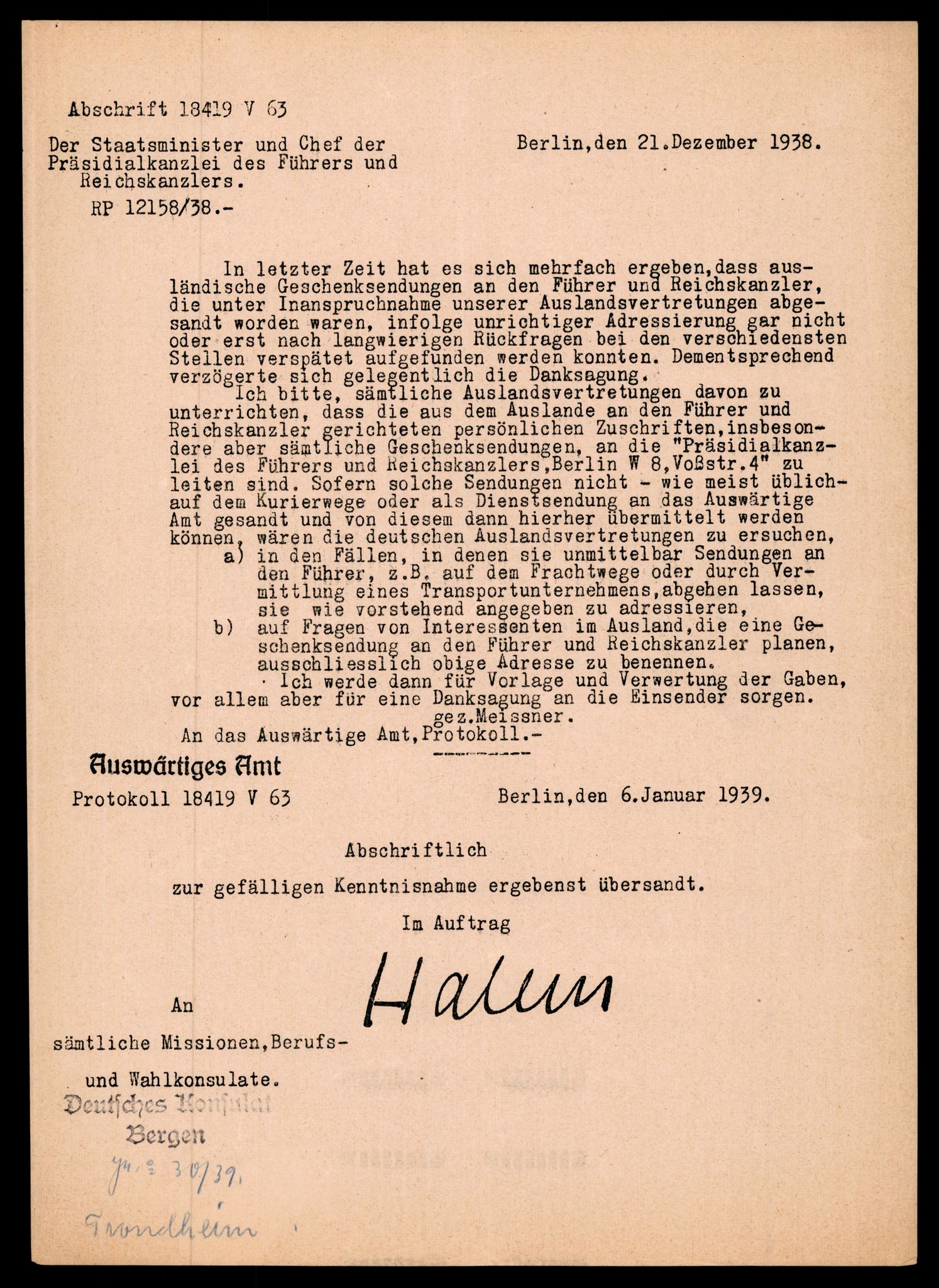 Forsvarets Overkommando. 2 kontor. Arkiv 11.4. Spredte tyske arkivsaker, AV/RA-RAFA-7031/D/Dar/Darc/L0021: FO.II. Tyske konsulater, 1929-1940, s. 701