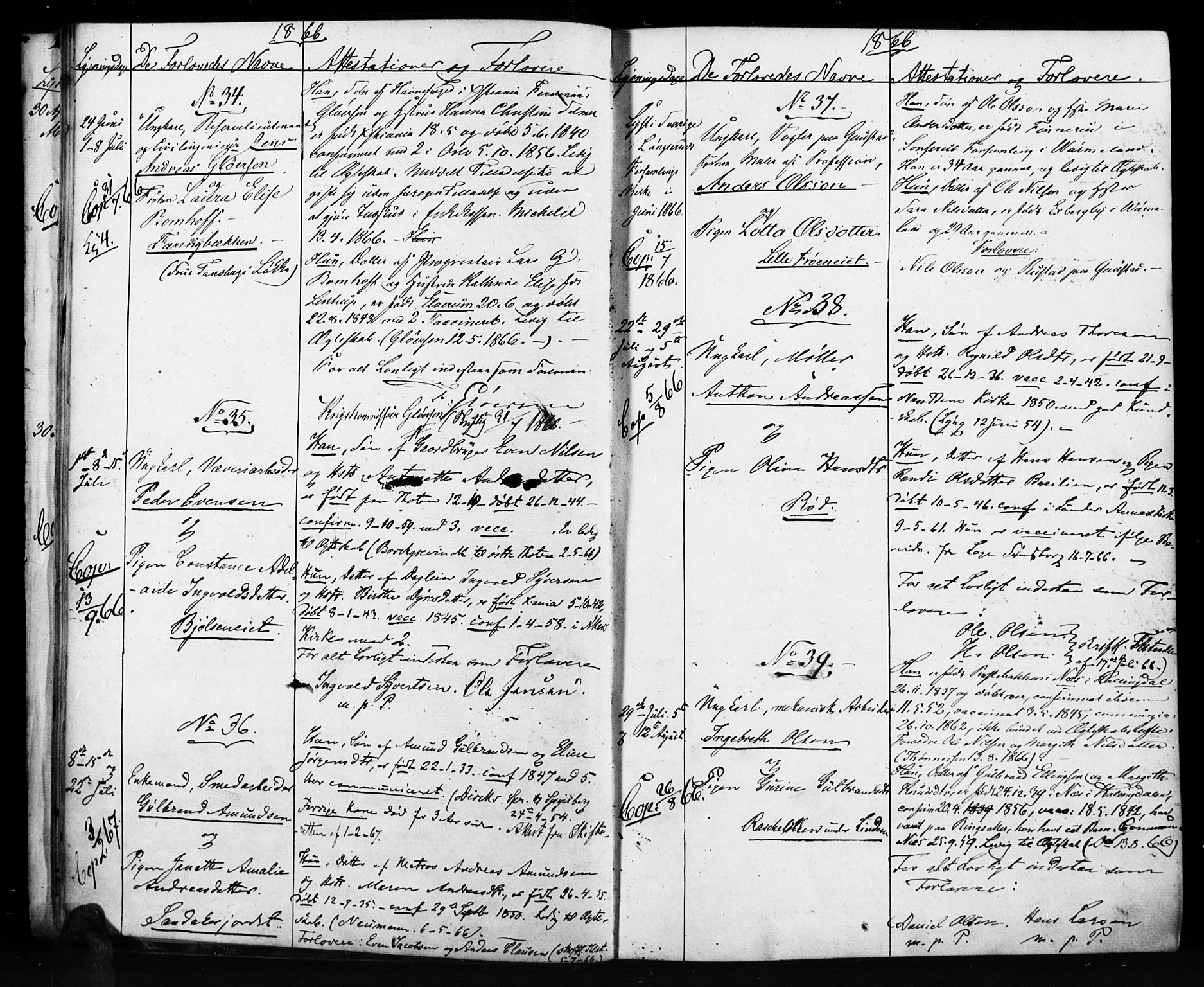 Vestre Aker prestekontor Kirkebøker, AV/SAO-A-10025/H/Ha/L0001: Lysningsprotokoll nr. 1, 1865-1878