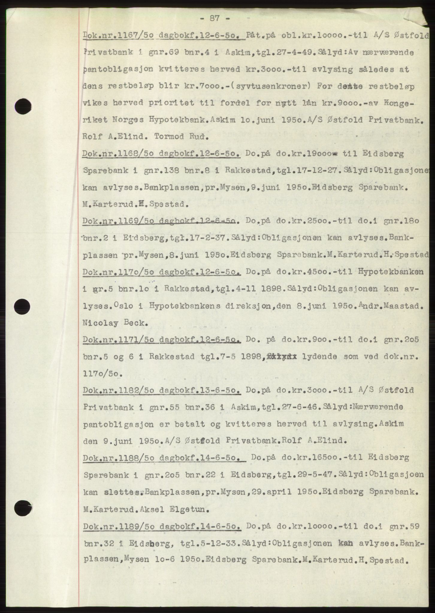 Rakkestad sorenskriveri, SAO/A-10686/G/Gb/Gba/Gbac/L0012: Pantebok nr. B1-4 og B16-20, 1949-1950, Dagboknr: 1167/1950