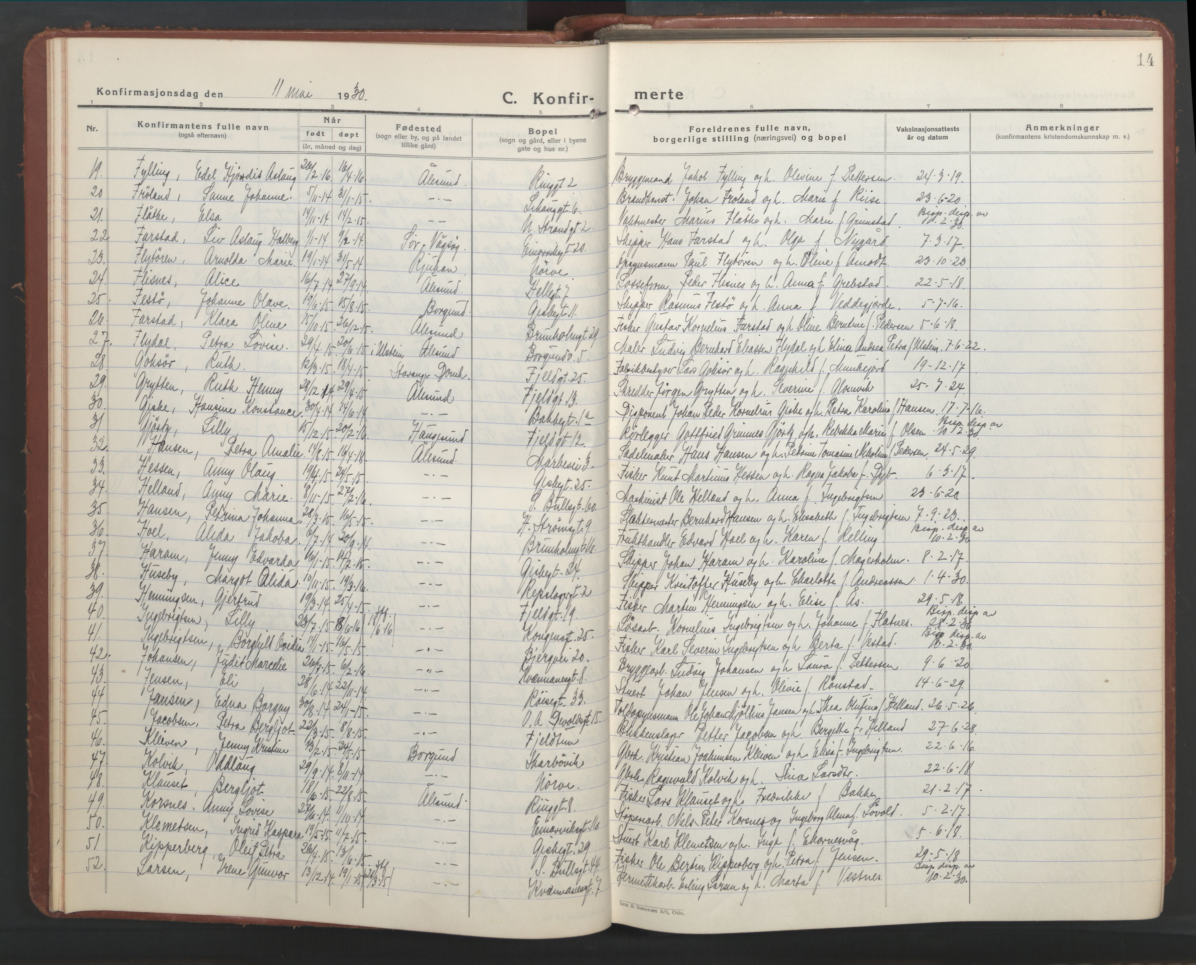 Ministerialprotokoller, klokkerbøker og fødselsregistre - Møre og Romsdal, SAT/A-1454/529/L0477: Klokkerbok nr. 529C14, 1934-1949, s. 14