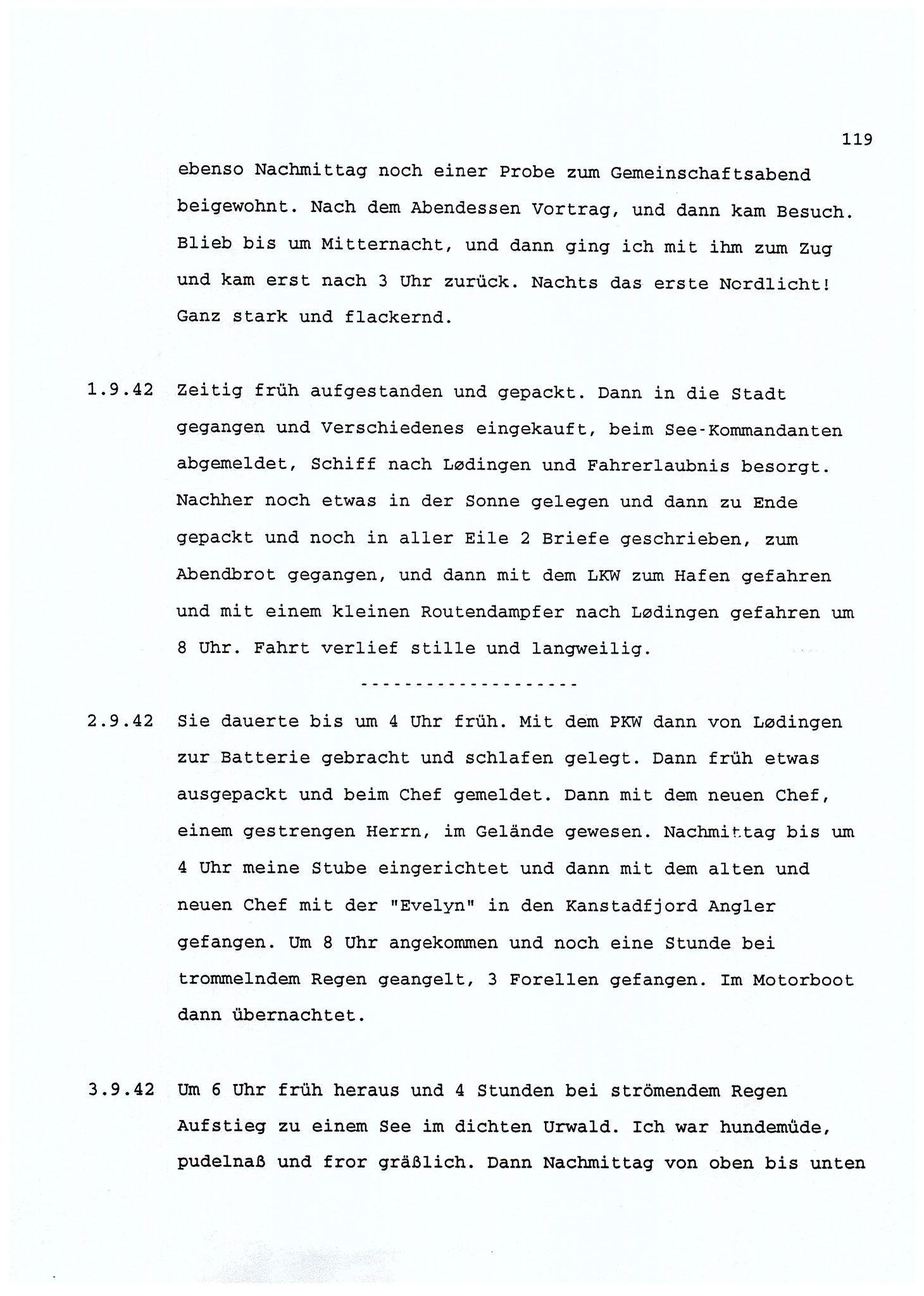 Dagbokopptegnelser av en tysk marineoffiser stasjonert i Norge , FMFB/A-1160/F/L0001: Dagbokopptegnelser av en tysk marineoffiser stasjonert i Norge, 1941-1944, s. 119