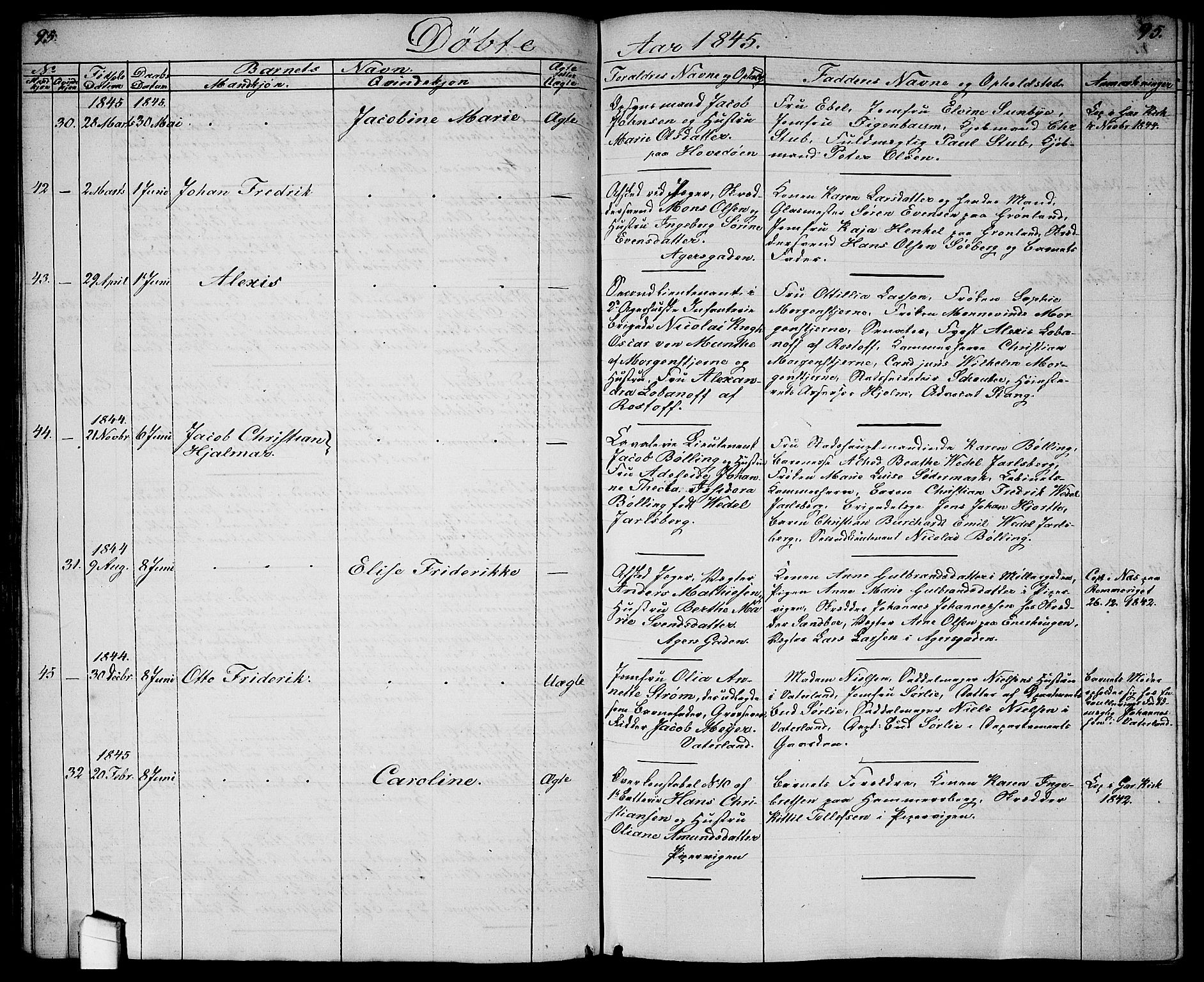 Garnisonsmenigheten Kirkebøker, SAO/A-10846/G/Ga/L0005: Klokkerbok nr. 5, 1841-1860, s. 95