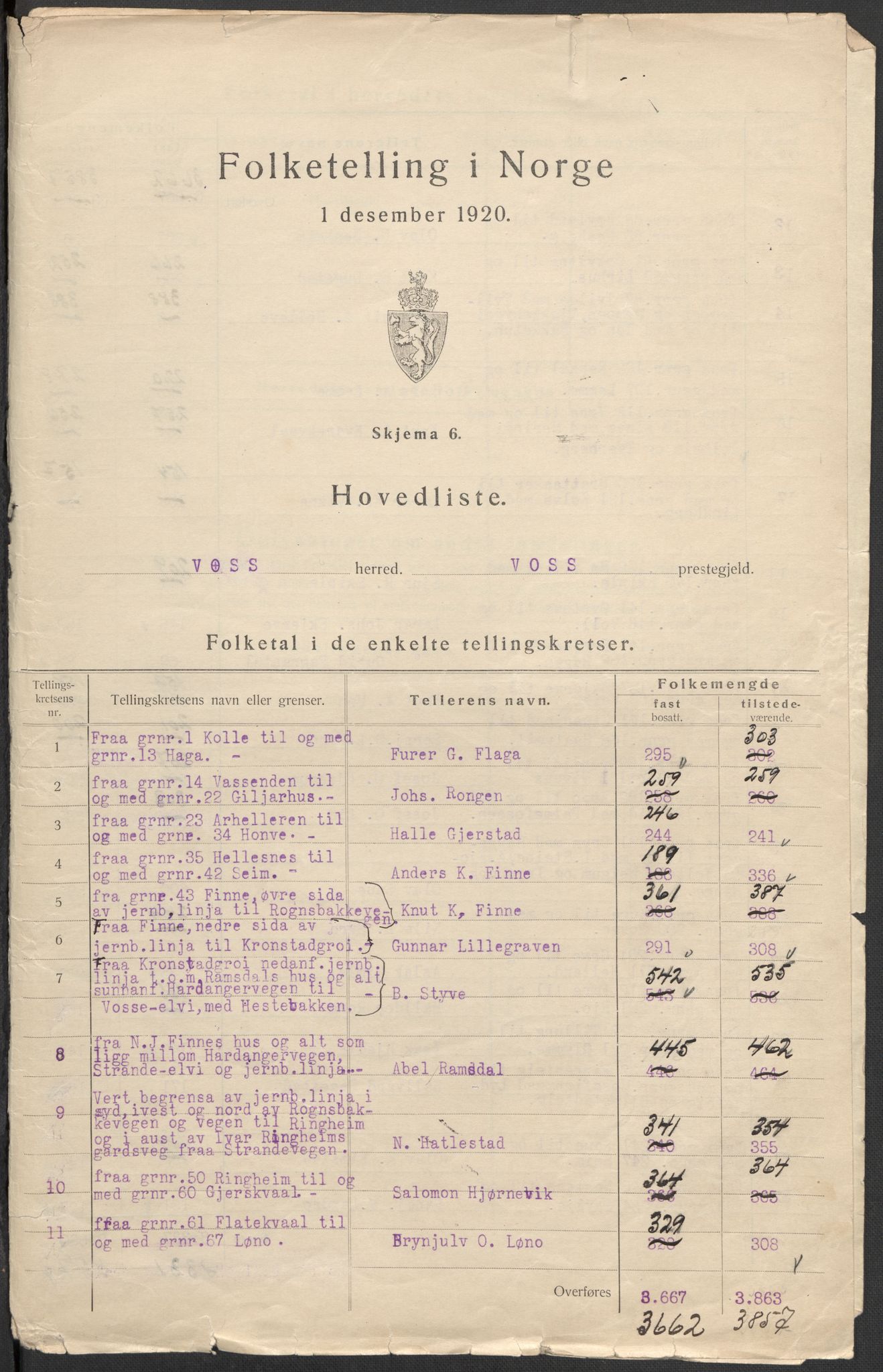 SAB, Folketelling 1920 for 1235 Voss herred, 1920, s. 2