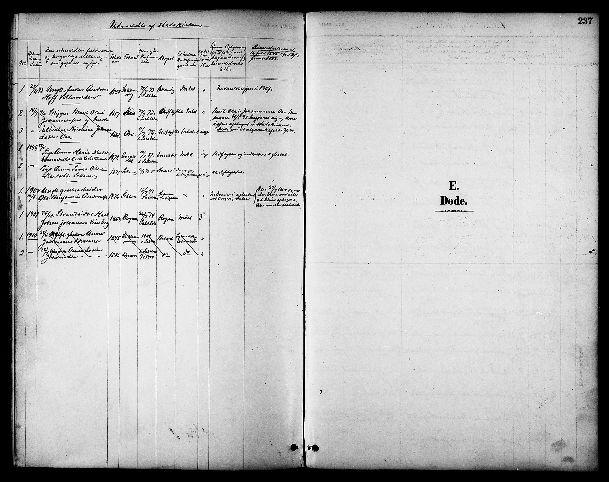 Ministerialprotokoller, klokkerbøker og fødselsregistre - Nordland, AV/SAT-A-1459/847/L0669: Ministerialbok nr. 847A09, 1887-1901, s. 237