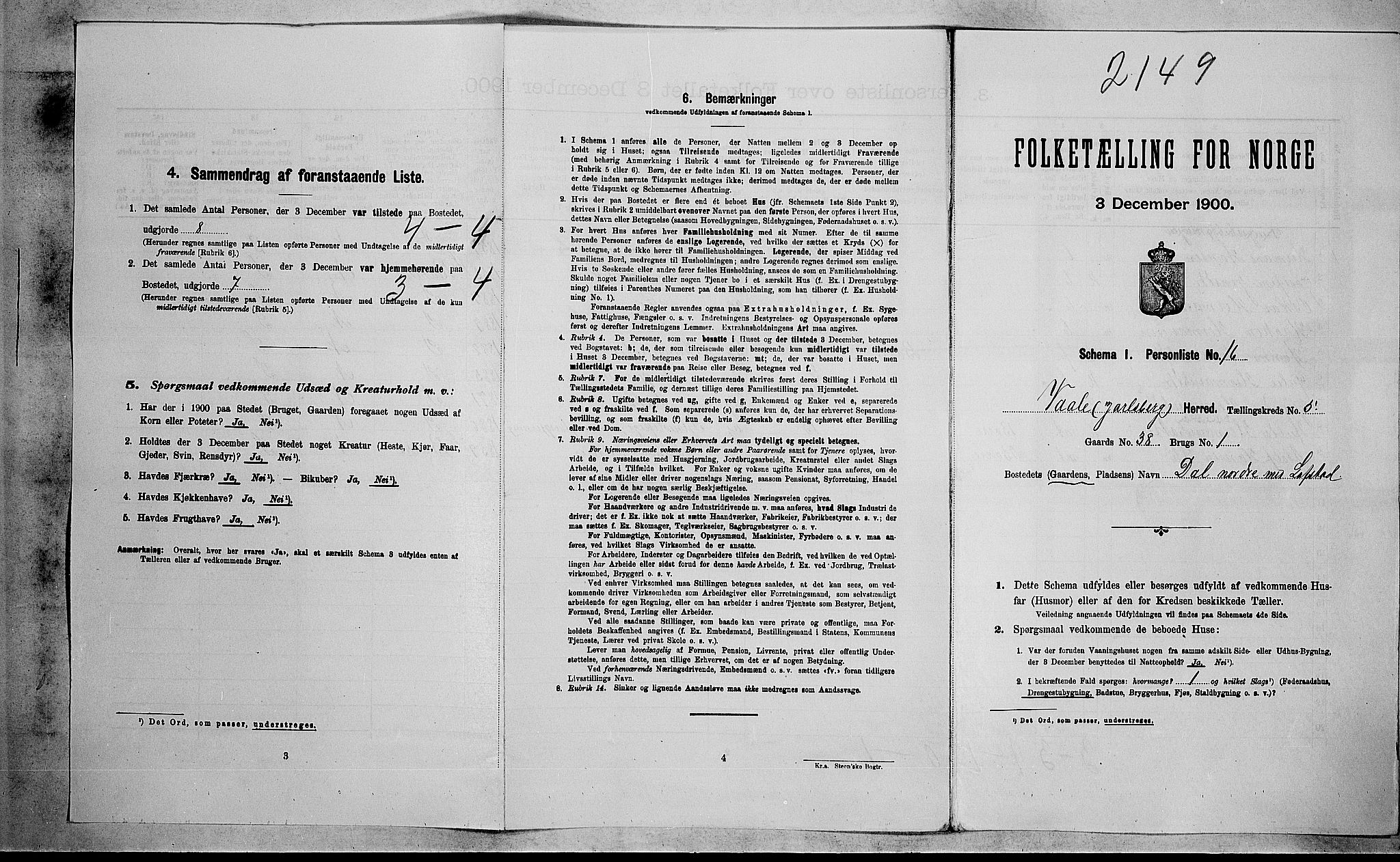RA, Folketelling 1900 for 0716 Våle herred, 1900, s. 596