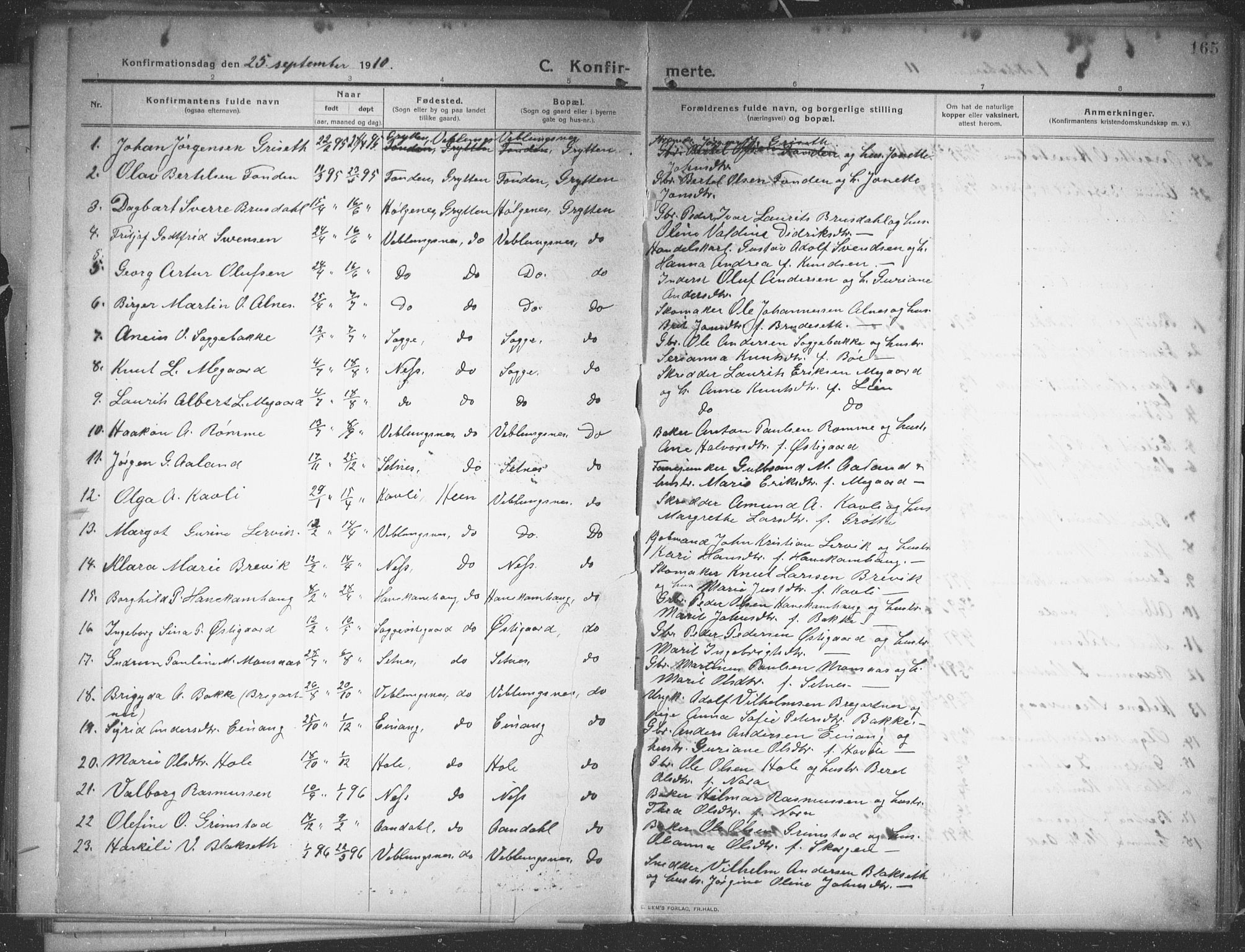 Ministerialprotokoller, klokkerbøker og fødselsregistre - Møre og Romsdal, AV/SAT-A-1454/544/L0581: Klokkerbok nr. 544C03, 1910-1937, s. 165