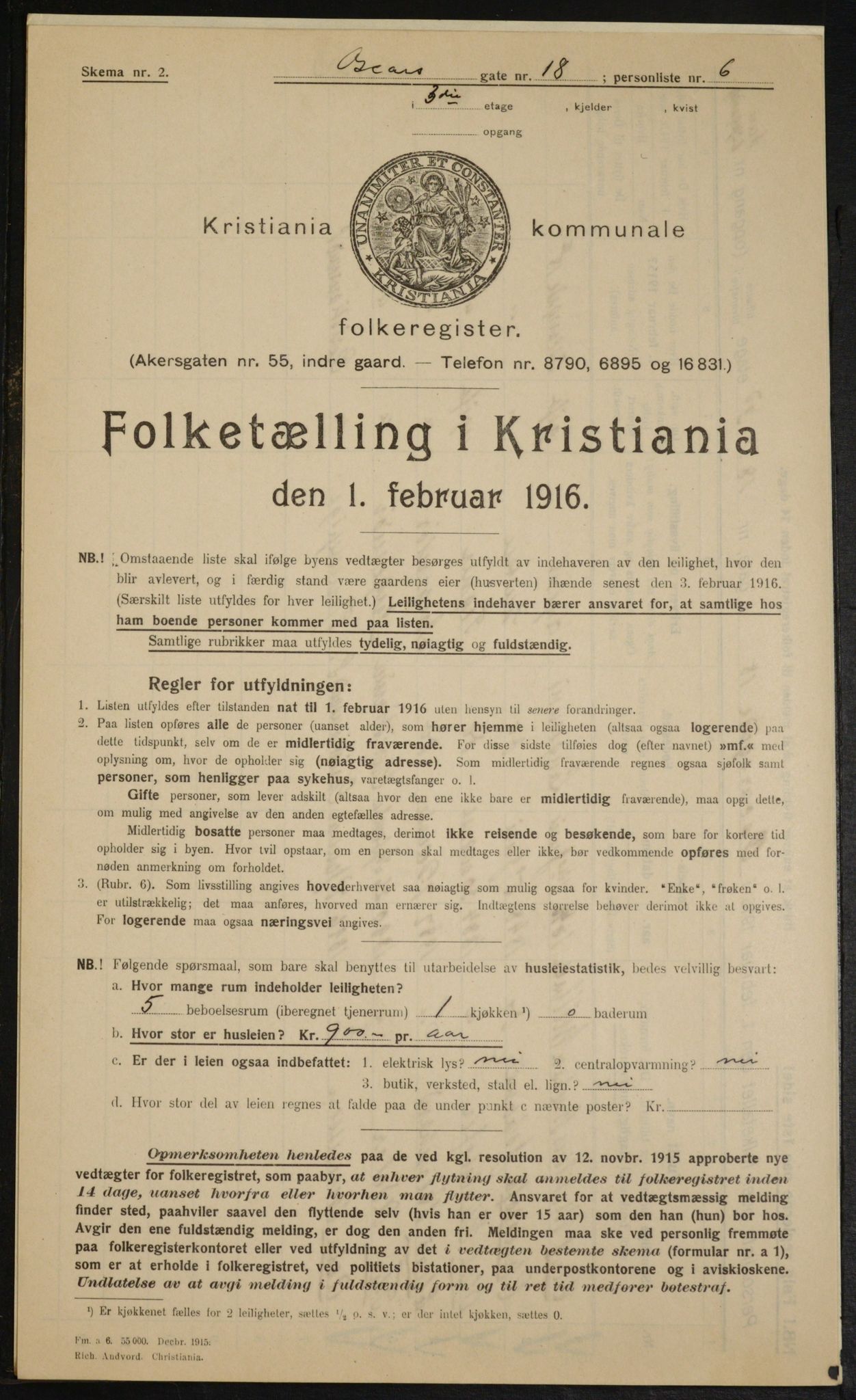 OBA, Kommunal folketelling 1.2.1916 for Kristiania, 1916, s. 78111