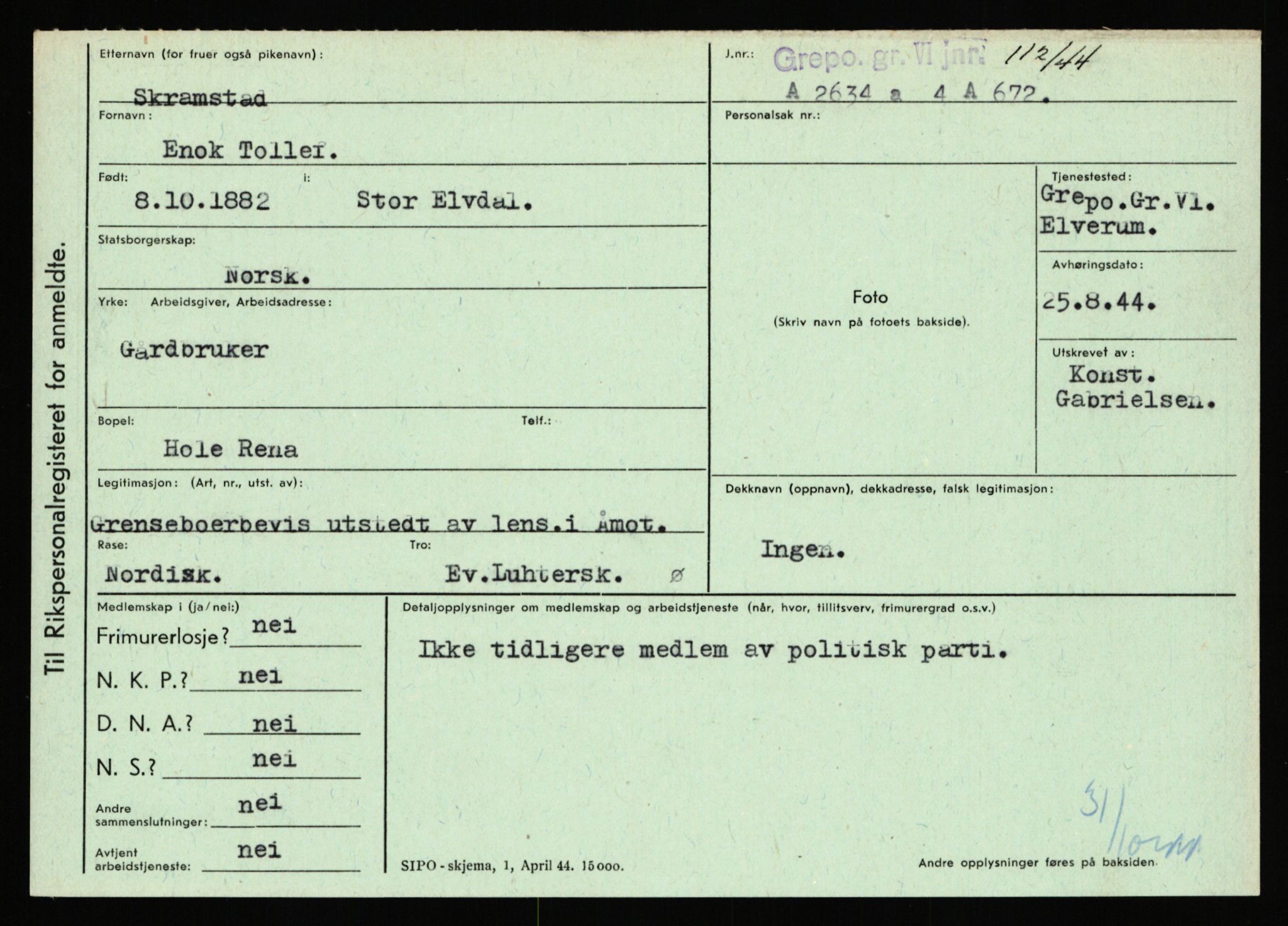 Statspolitiet - Hovedkontoret / Osloavdelingen, AV/RA-S-1329/C/Ca/L0014: Seterlien - Svartås, 1943-1945, s. 1475