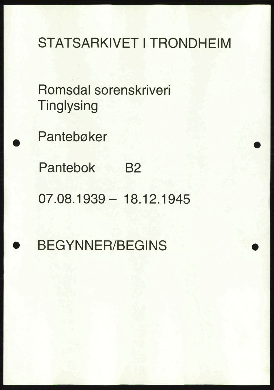 Romsdal sorenskriveri, AV/SAT-A-4149/1/2/2C: Pantebok nr. B2, 1939-1945