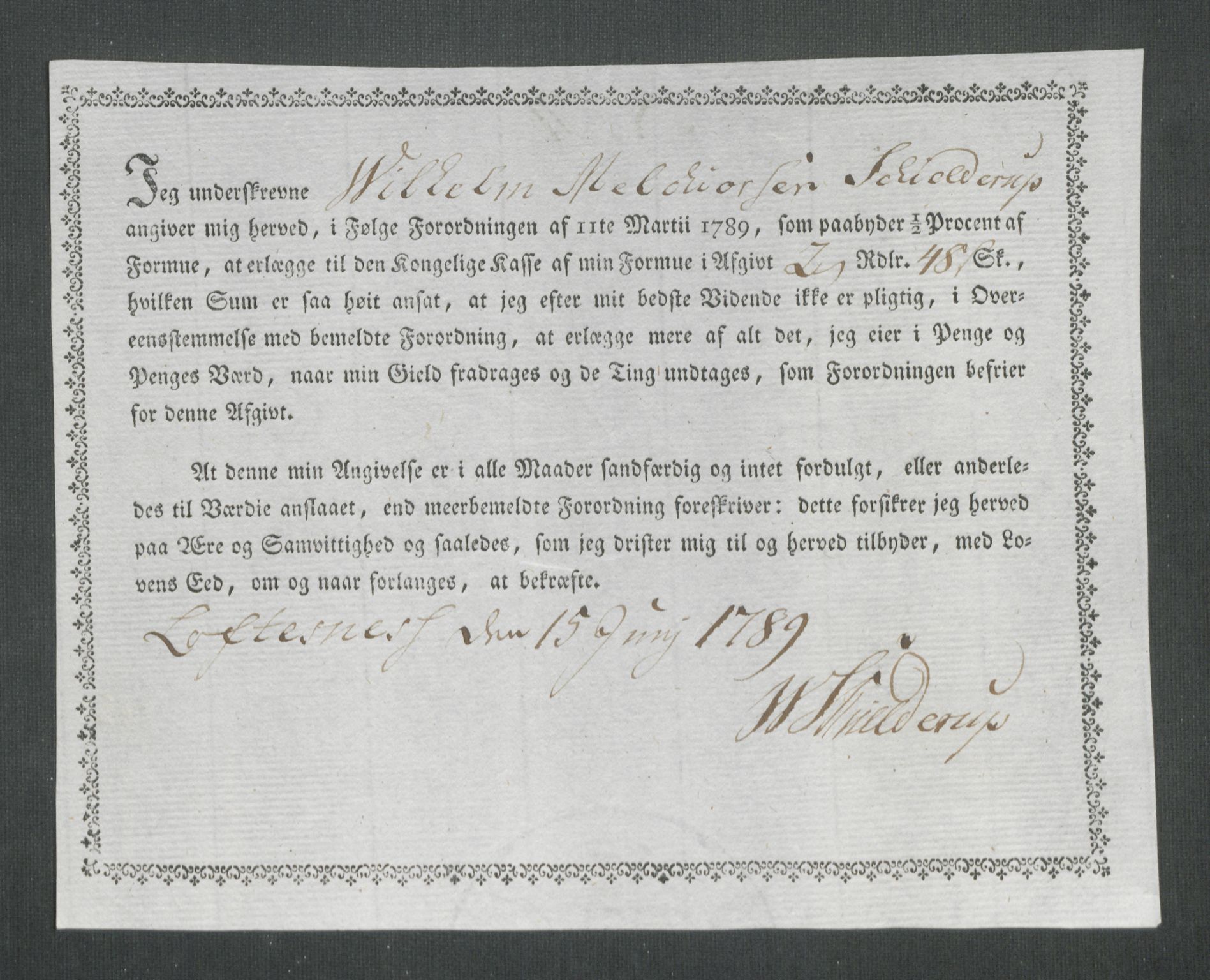 Rentekammeret inntil 1814, Reviderte regnskaper, Mindre regnskaper, AV/RA-EA-4068/Rf/Rfe/L0058: Ytre og Indre Sogn fogderi, 1789, s. 315