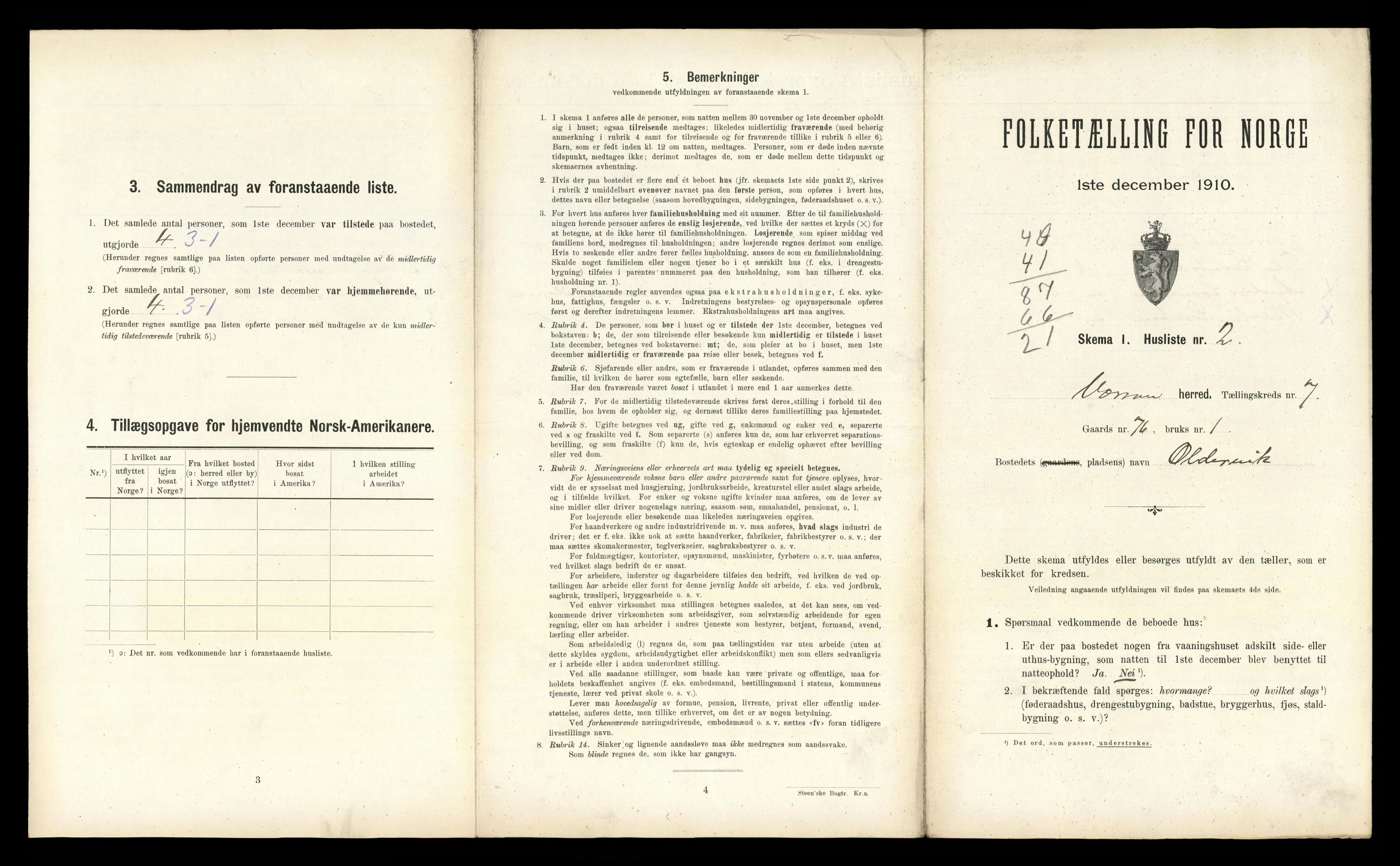 RA, Folketelling 1910 for 1724 Verran herred, 1910, s. 491