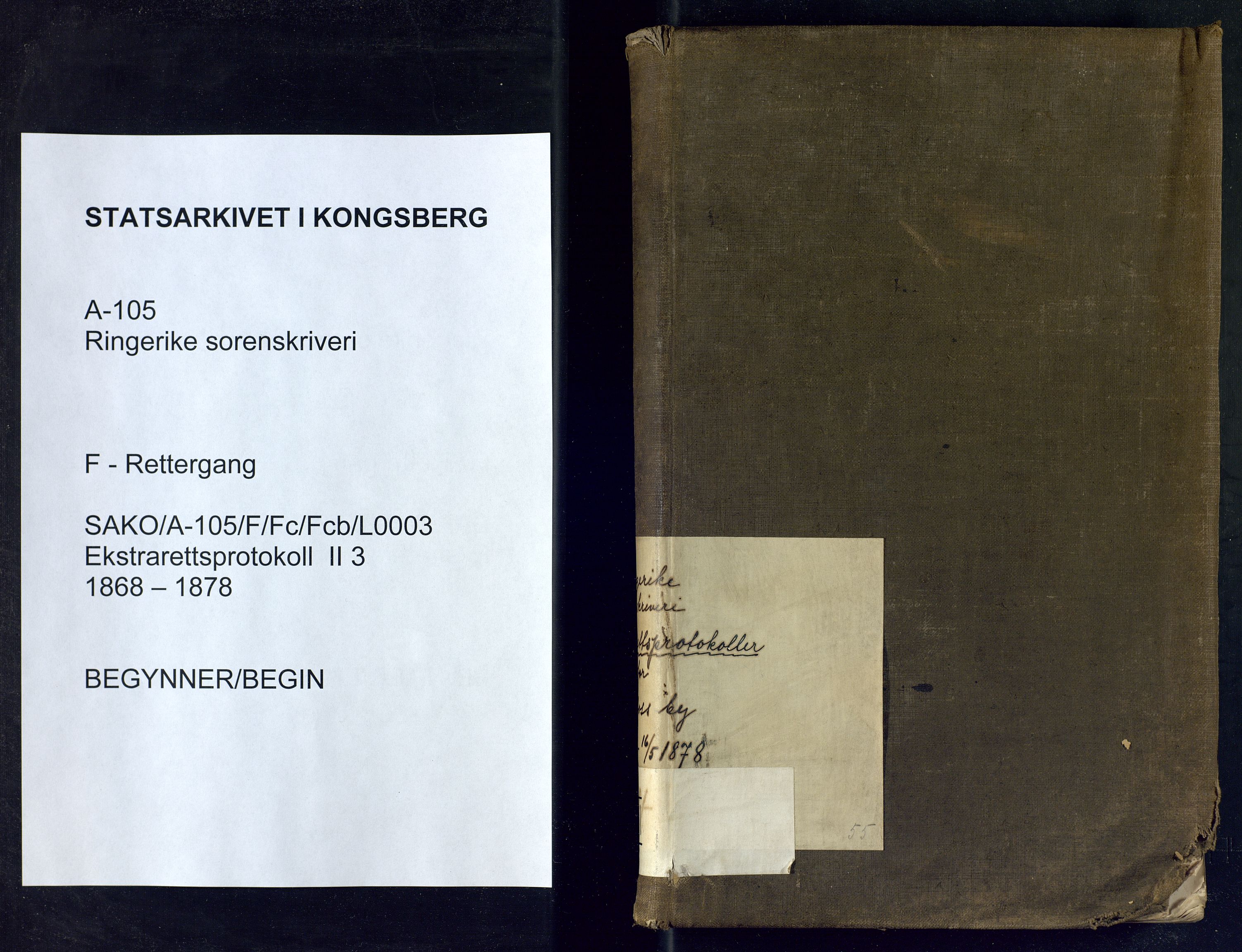 Ringerike sorenskriveri, SAKO/A-105/F/Fc/Fcb/L0003: Ekstrarettsprotokoll, 1868-1878
