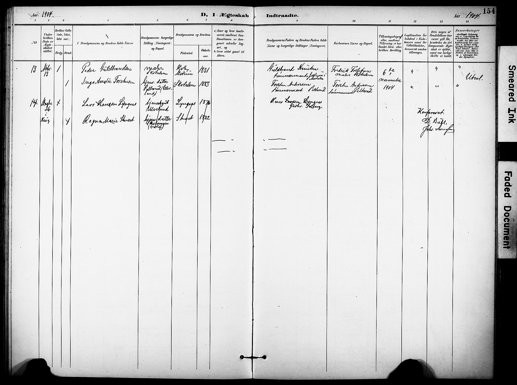 Eiker kirkebøker, AV/SAKO-A-4/F/Fc/L0003: Ministerialbok nr. III 3, 1897-1981, s. 154