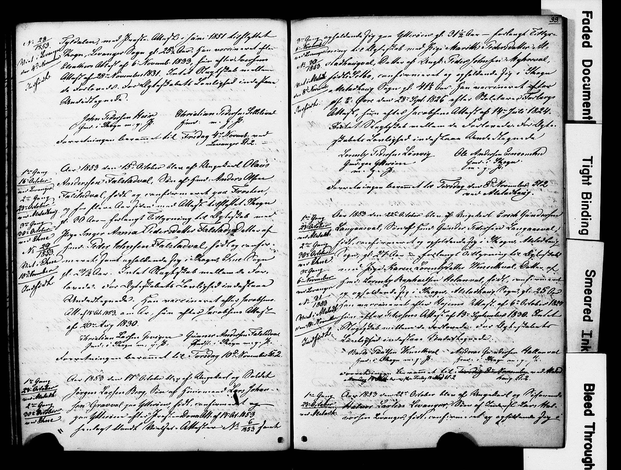 Ministerialprotokoller, klokkerbøker og fødselsregistre - Nord-Trøndelag, AV/SAT-A-1458/717/L0161: Forlovererklæringer nr. 717A11, 1850-1895, s. 33