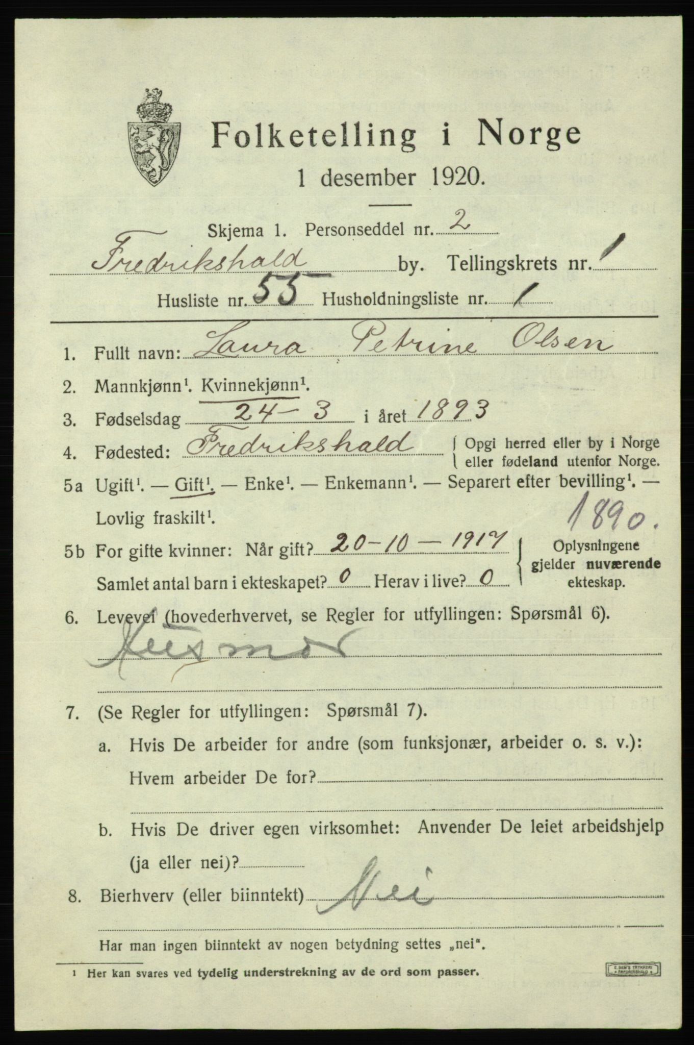SAO, Folketelling 1920 for 0101 Fredrikshald kjøpstad, 1920, s. 9163