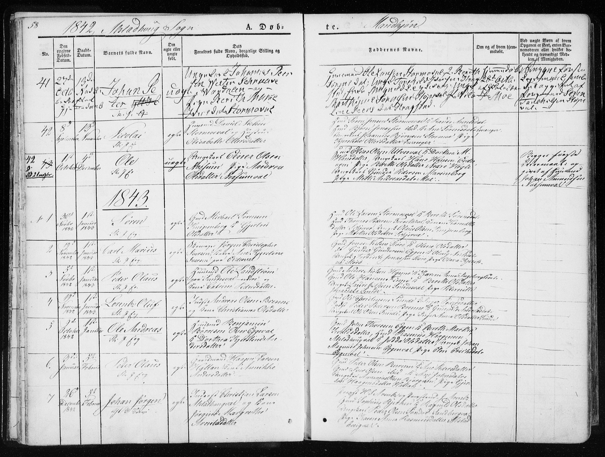 Ministerialprotokoller, klokkerbøker og fødselsregistre - Nord-Trøndelag, AV/SAT-A-1458/717/L0154: Ministerialbok nr. 717A06 /1, 1836-1849, s. 58