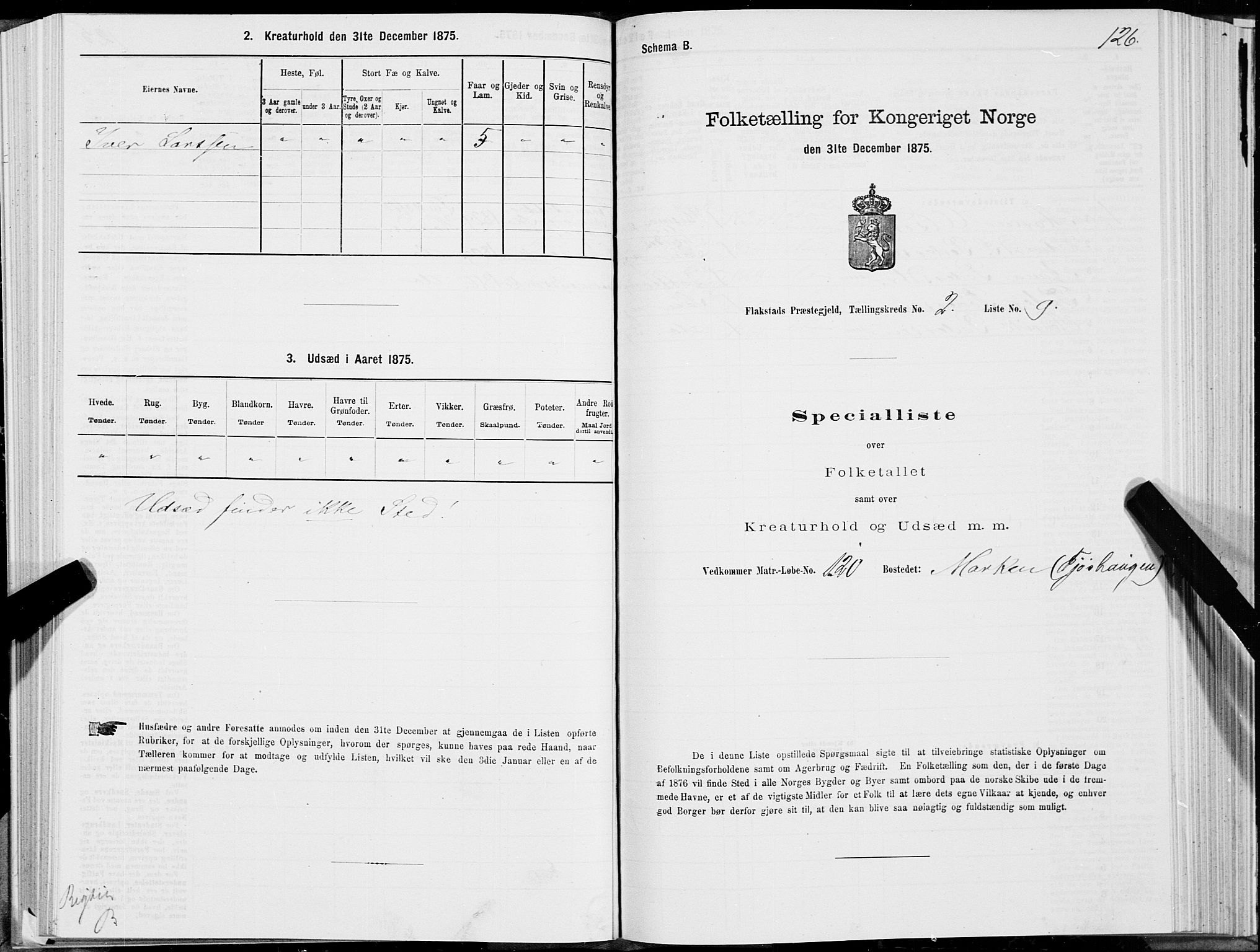 SAT, Folketelling 1875 for 1859P Flakstad prestegjeld, 1875, s. 1126