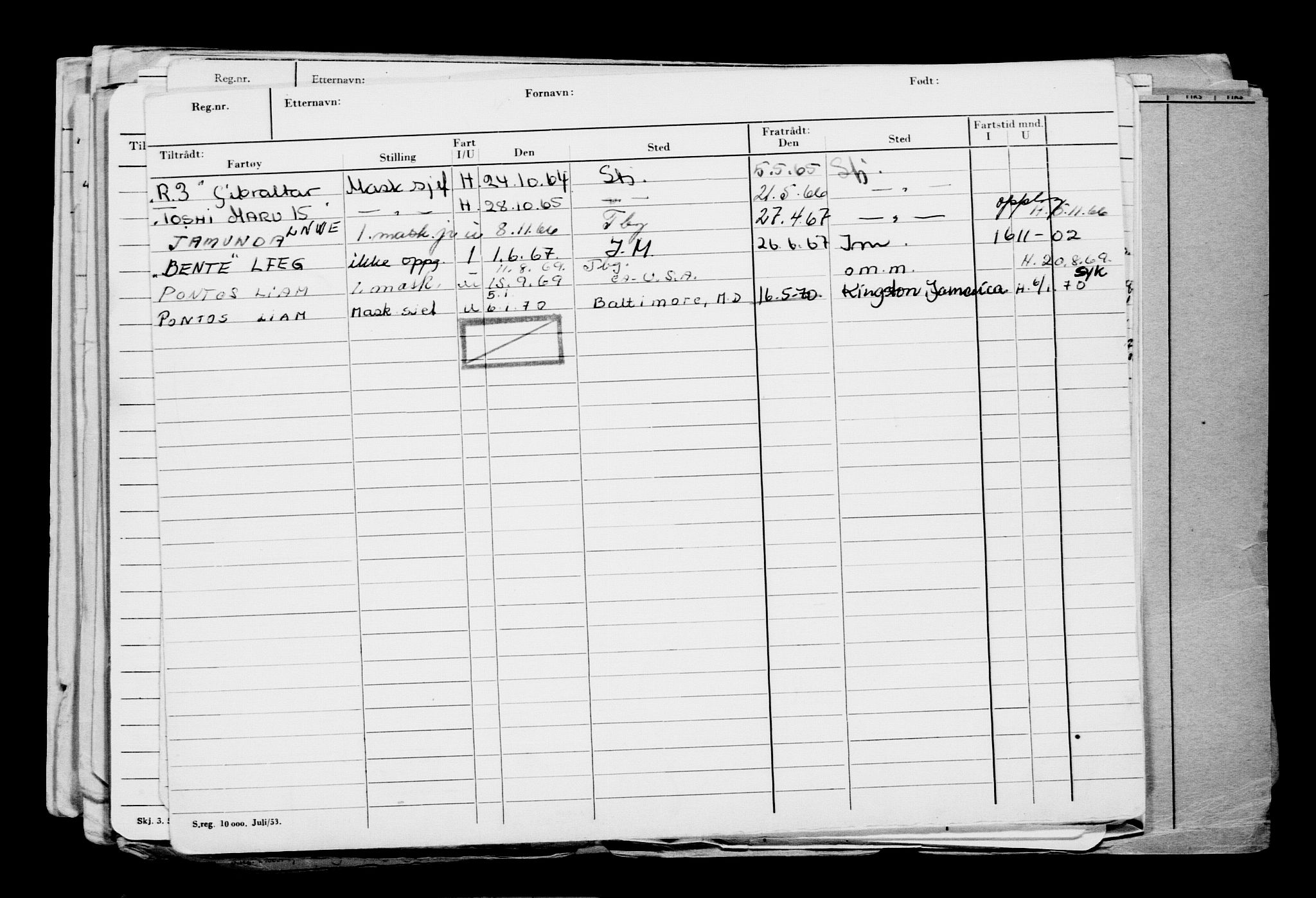 Direktoratet for sjømenn, AV/RA-S-3545/G/Gb/L0209: Hovedkort, 1922, s. 77