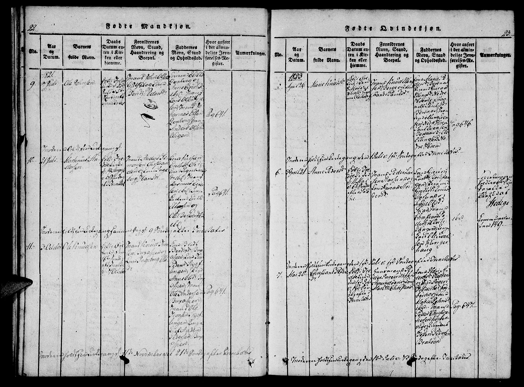 Ministerialprotokoller, klokkerbøker og fødselsregistre - Møre og Romsdal, AV/SAT-A-1454/573/L0873: Klokkerbok nr. 573C01, 1819-1834, s. 22-23