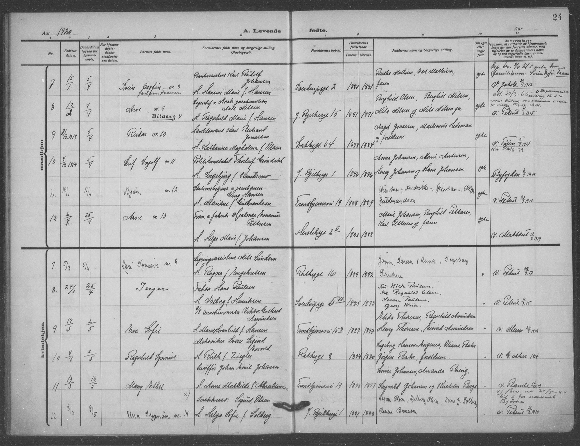 Matteus prestekontor Kirkebøker, AV/SAO-A-10870/F/Fa/L0001: Ministerialbok nr. 1, 1917-1938, s. 24