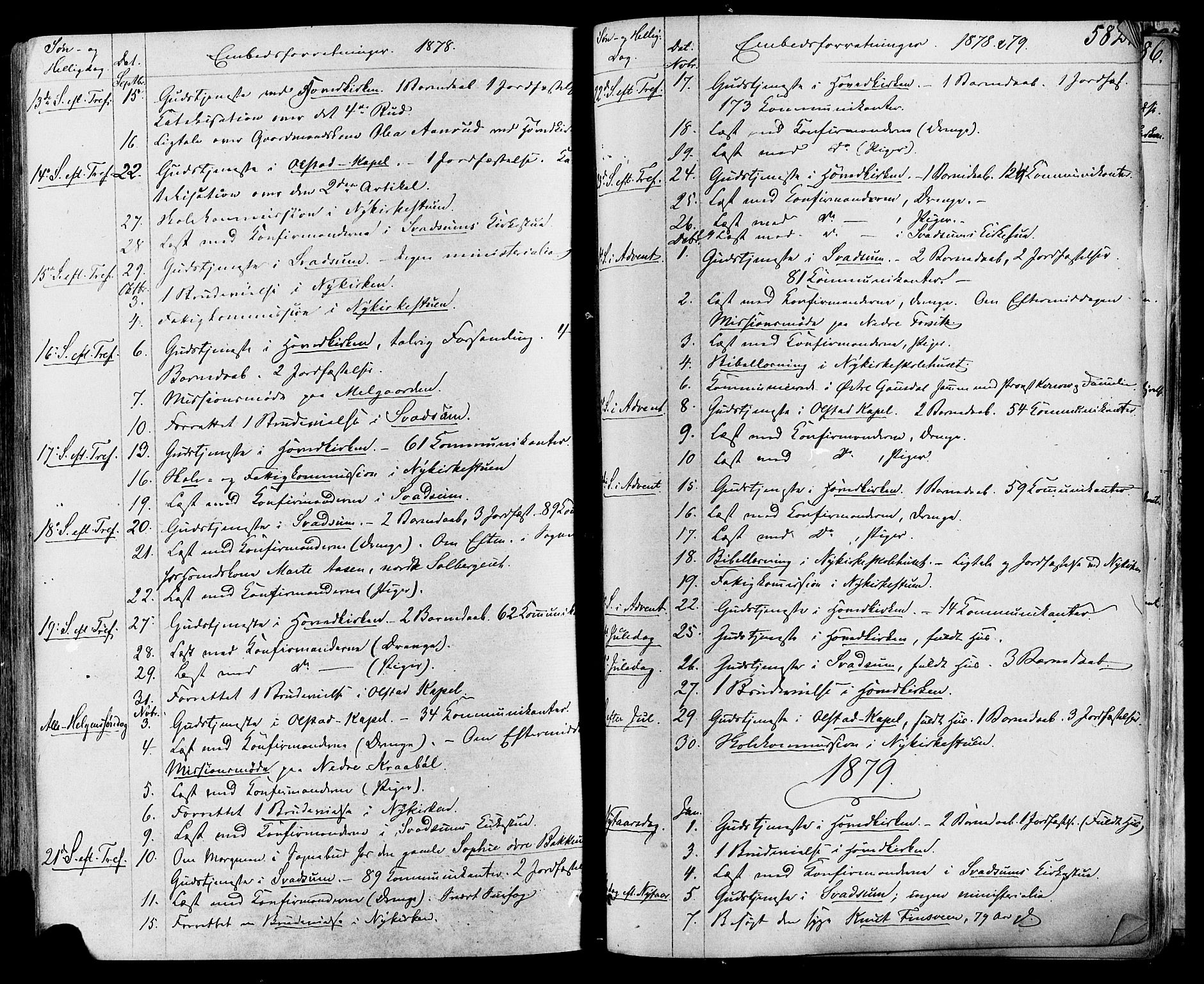 Gausdal prestekontor, AV/SAH-PREST-090/H/Ha/Haa/L0010: Ministerialbok nr. 10, 1867-1886, s. 582