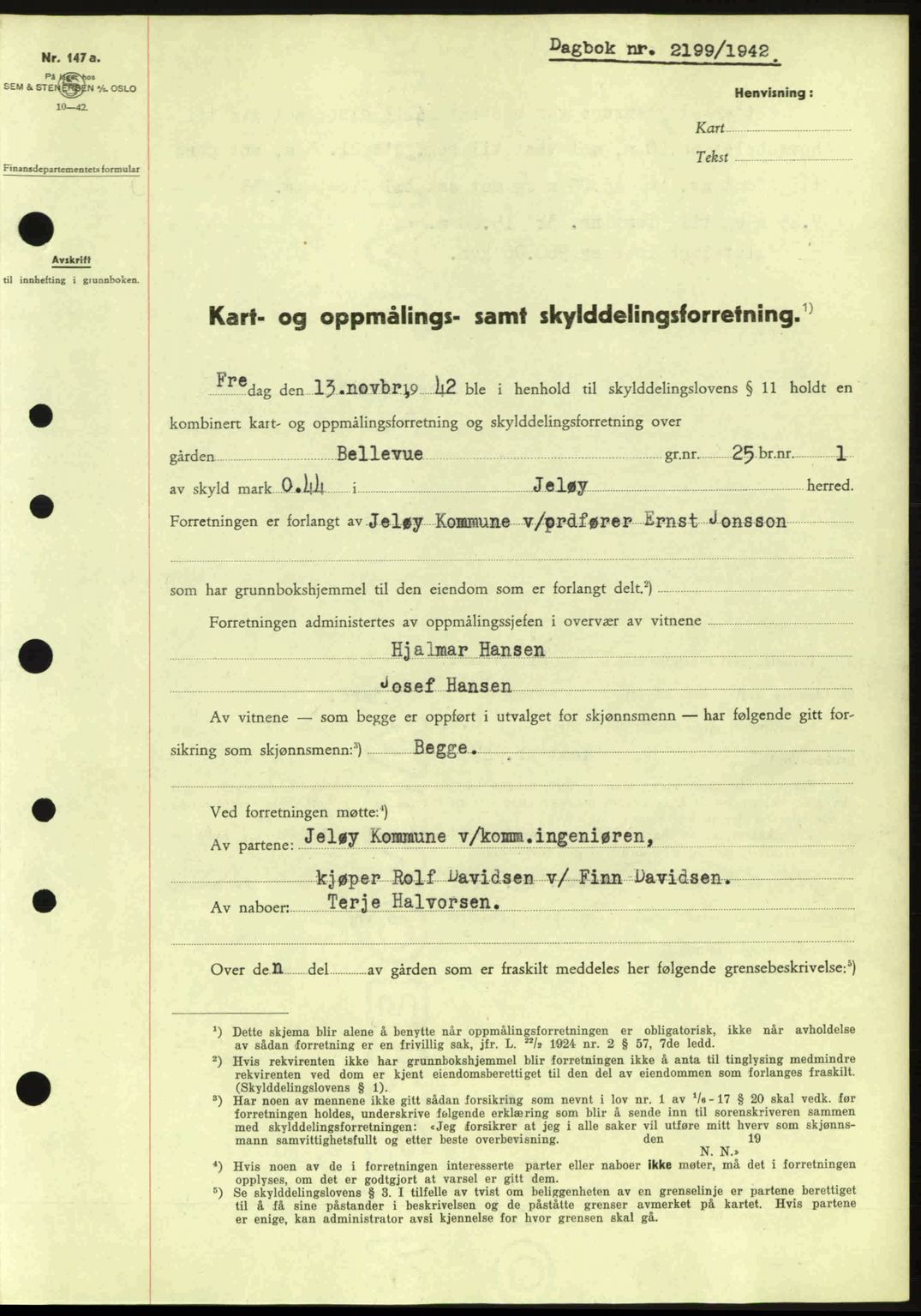 Moss sorenskriveri, SAO/A-10168: Pantebok nr. A10, 1942-1943, Dagboknr: 2199/1942