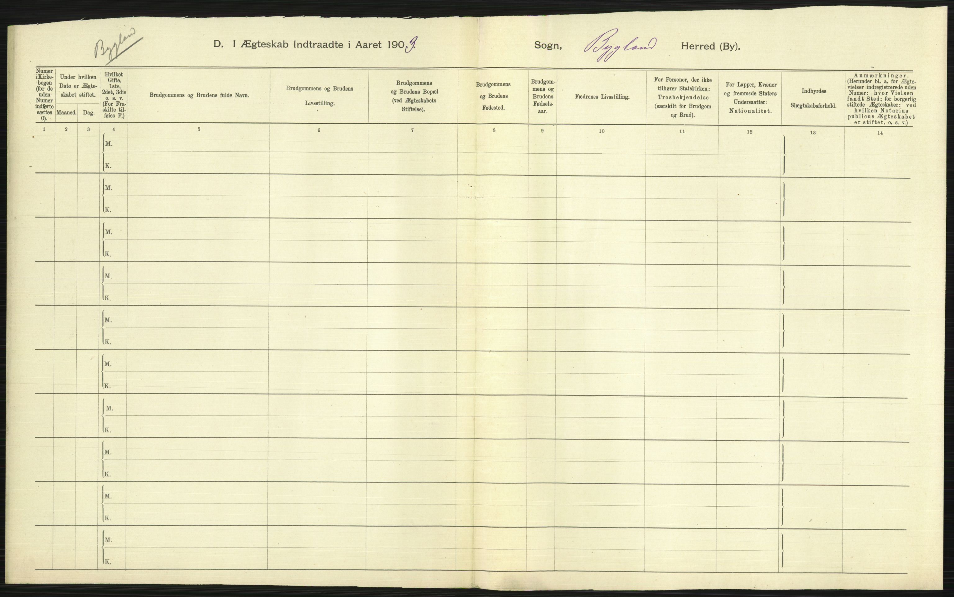 Statistisk sentralbyrå, Sosiodemografiske emner, Befolkning, AV/RA-S-2228/D/Df/Dfa/Dfaa/L0010: Nedenes amt: Fødte, gifte, døde, 1903, s. 263