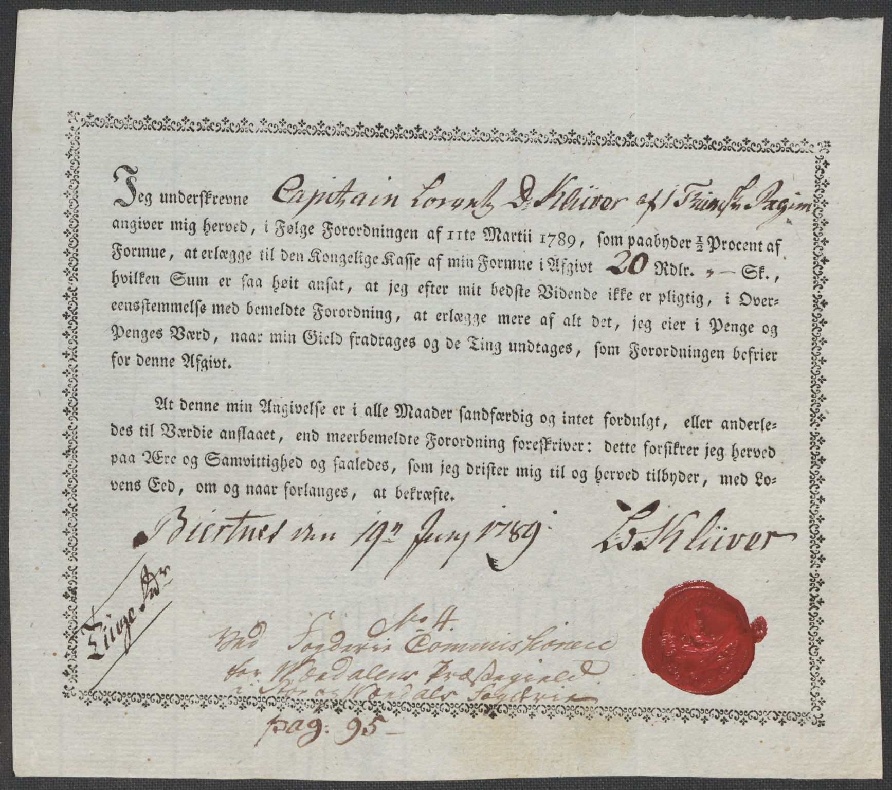 Rentekammeret inntil 1814, Reviderte regnskaper, Mindre regnskaper, AV/RA-EA-4068/Rf/Rfe/L0046: Stjørdal og Verdal fogderi, 1789, s. 350