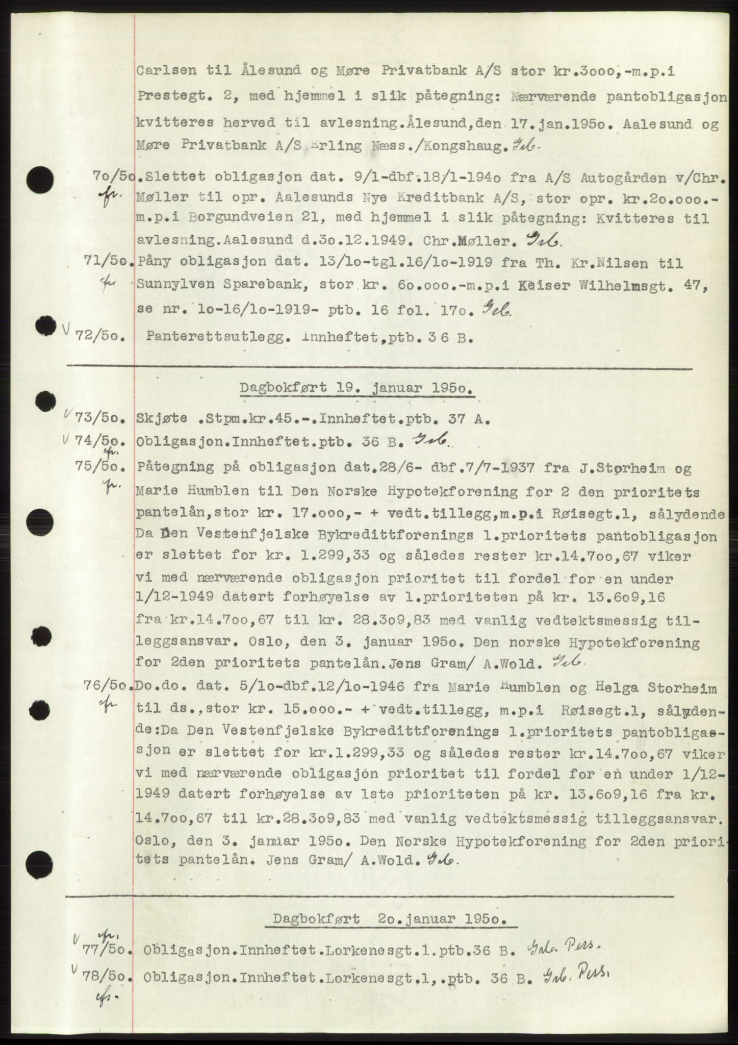 Ålesund byfogd, AV/SAT-A-4384: Pantebok nr. C34-35, 1946-1950, Dagboknr: 70/1950