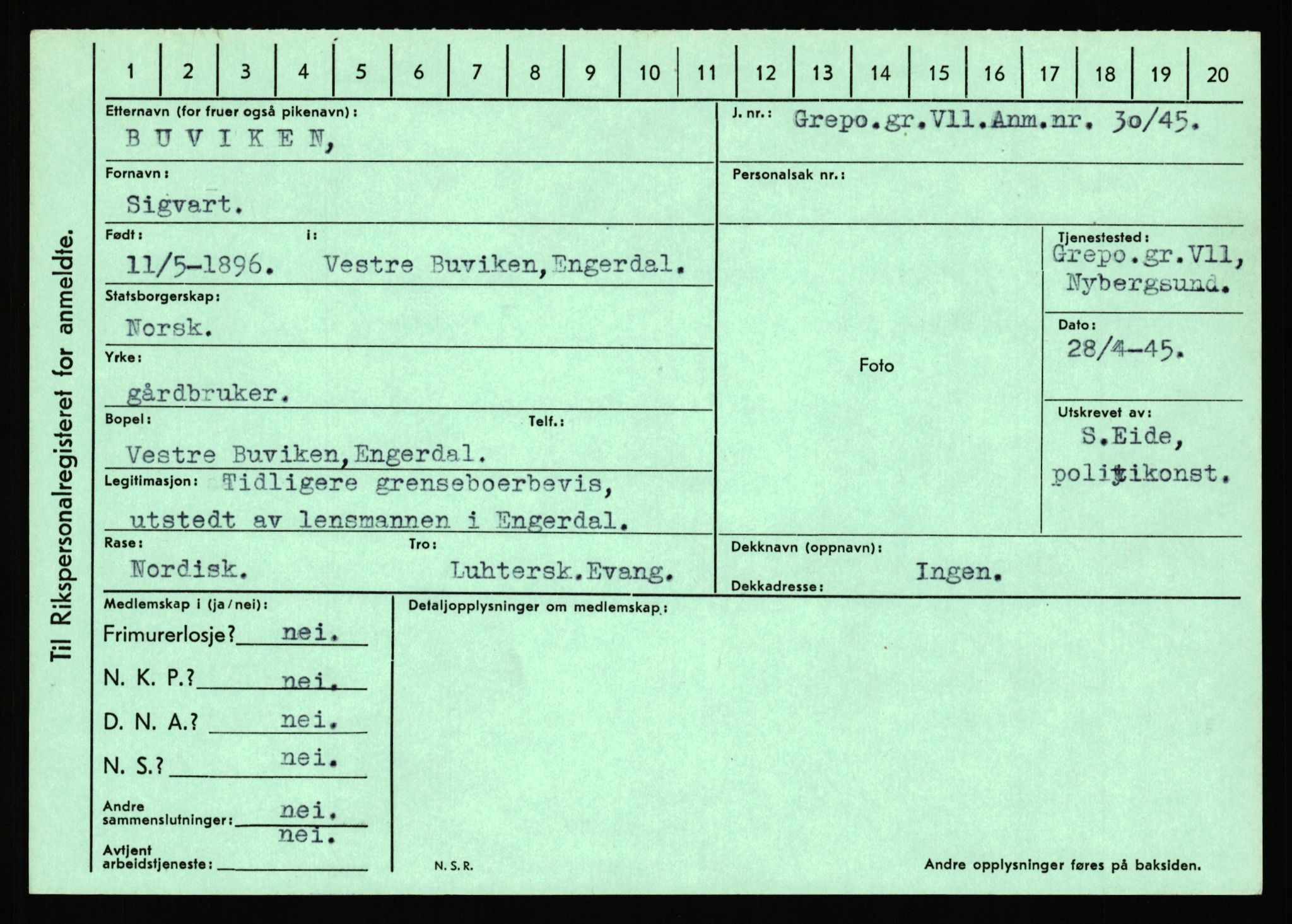 Statspolitiet - Hovedkontoret / Osloavdelingen, AV/RA-S-1329/C/Ca/L0003: Brechan - Eichinger	, 1943-1945, s. 1180