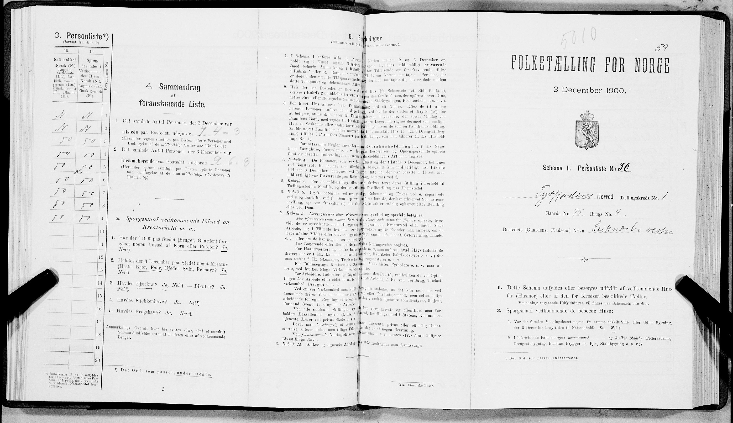 SAT, Folketelling 1900 for 1850 Tysfjord herred, 1900, s. 72